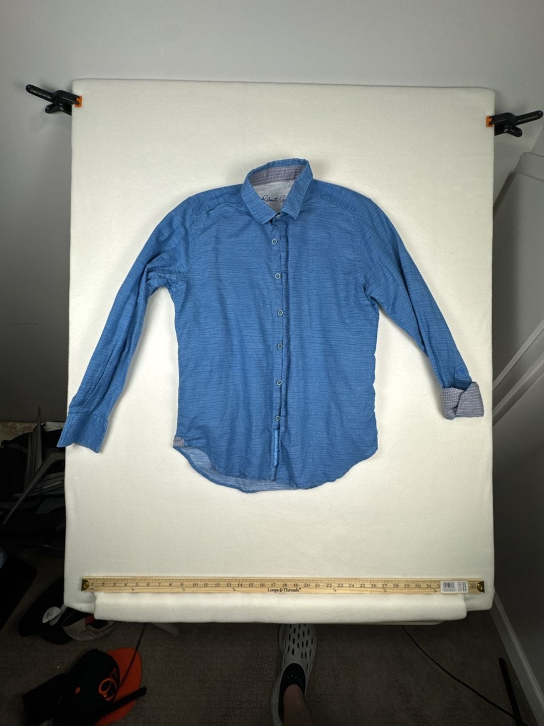 Robert Graham Button-Up Shirt Size S Blue Linen Cotton Long Sleeve 2