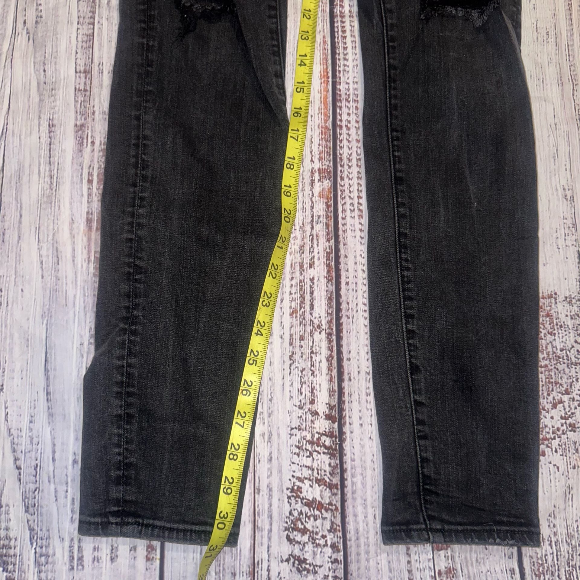 Retro American Eagle Jeans Size 10 Long Black Distressed Skinny 3