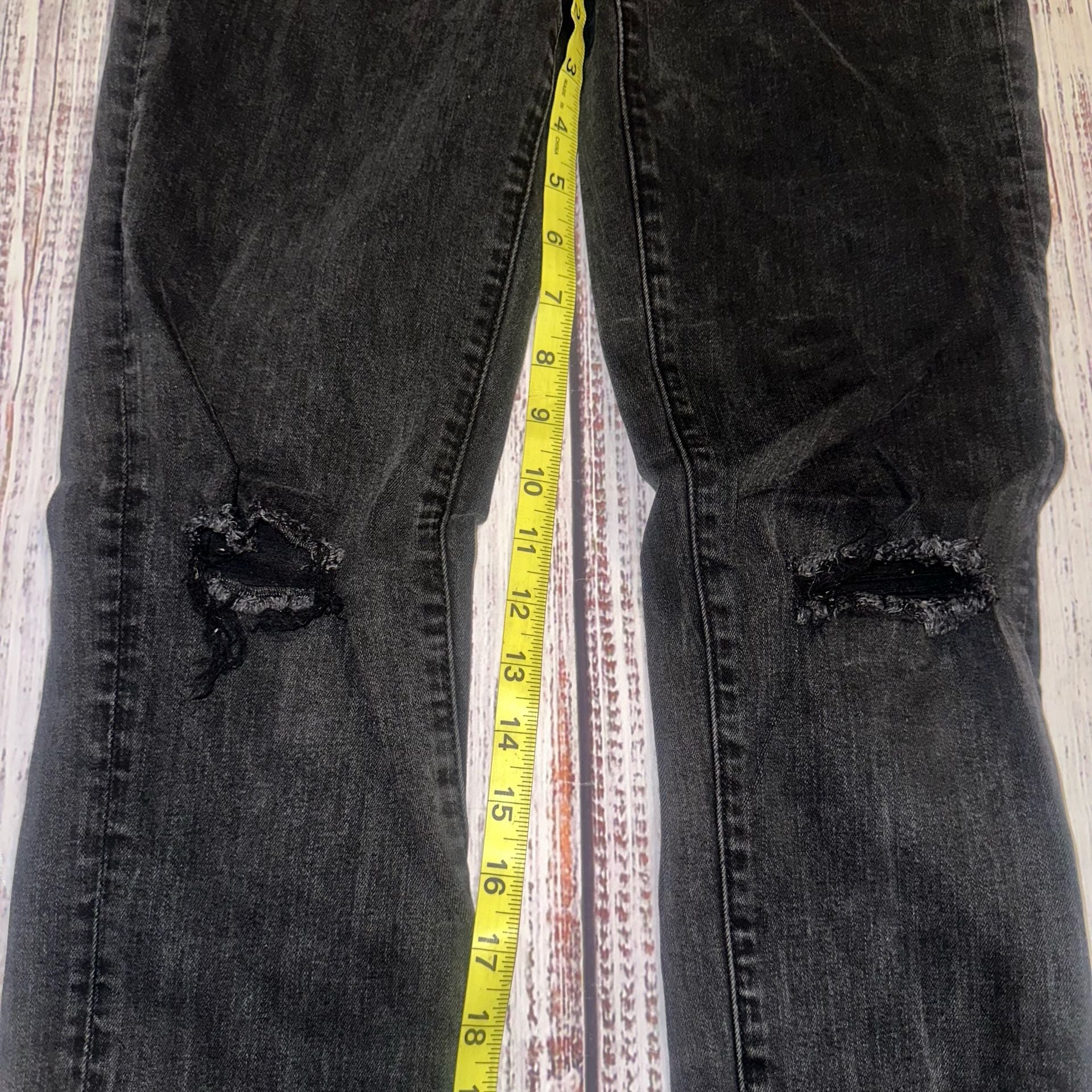 Retro American Eagle Jeans Size 10 Long Black Distressed Skinny 4