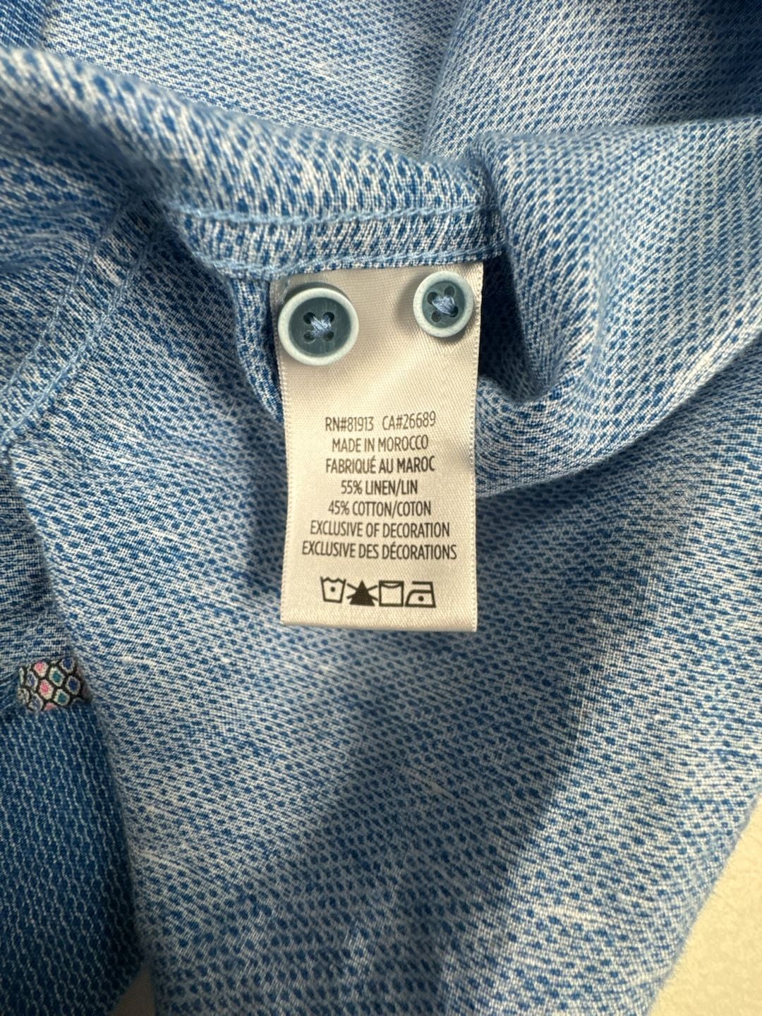 Robert Graham Button-Up Shirt Size S Blue Linen Cotton Long Sleeve 6