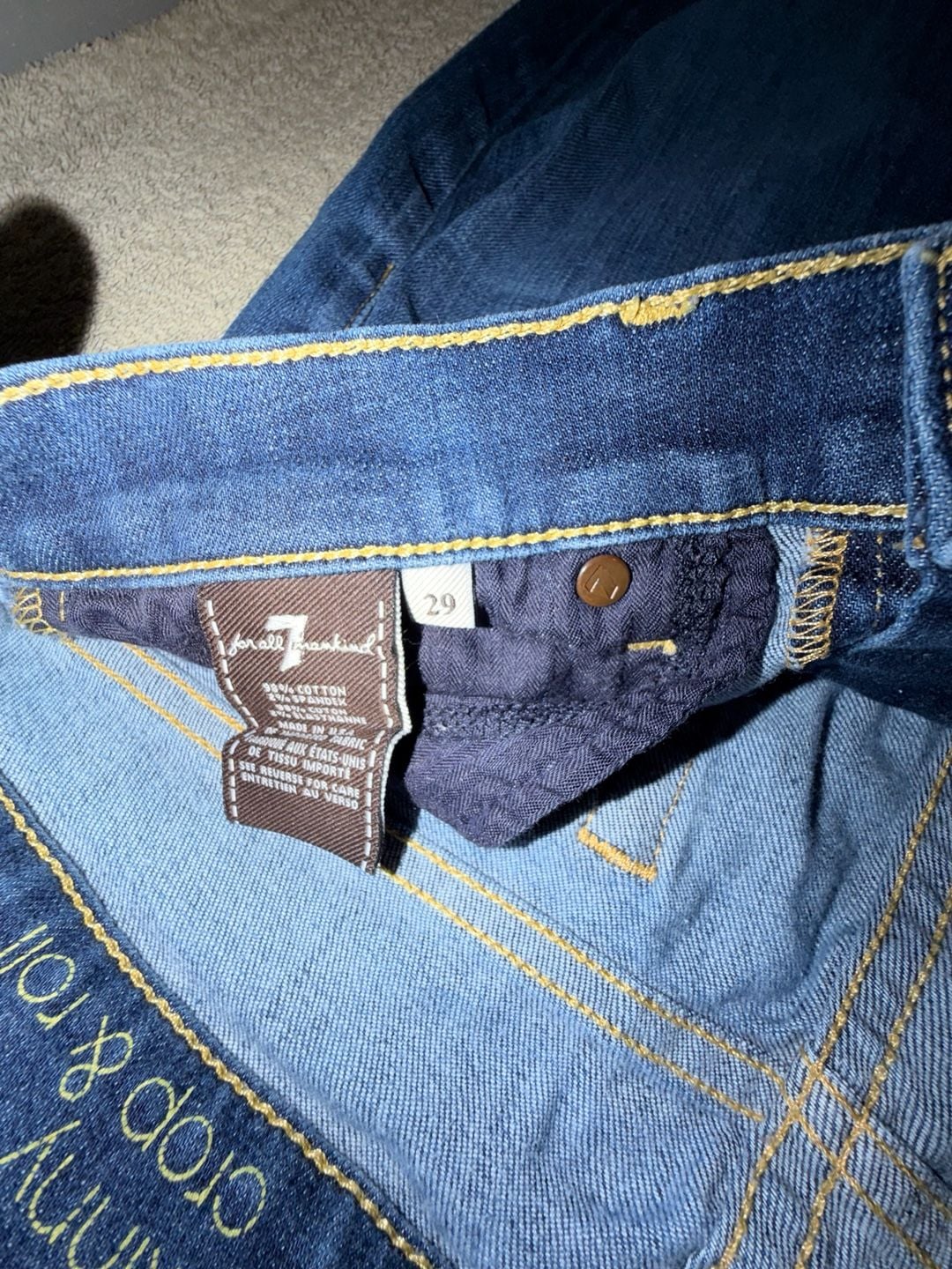 7 For All Mankind The Skinny Crop & Roll Jeans Size 29 4