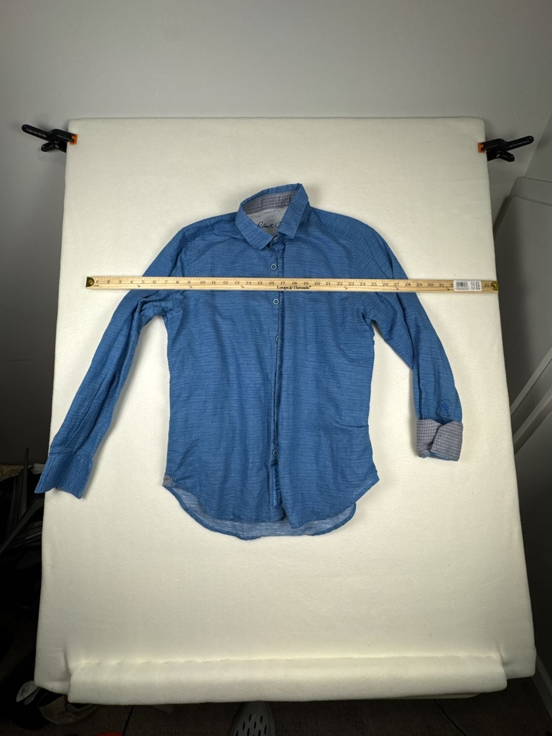 Robert Graham Button-Up Shirt Size S Blue Linen Cotton Long Sleeve 7