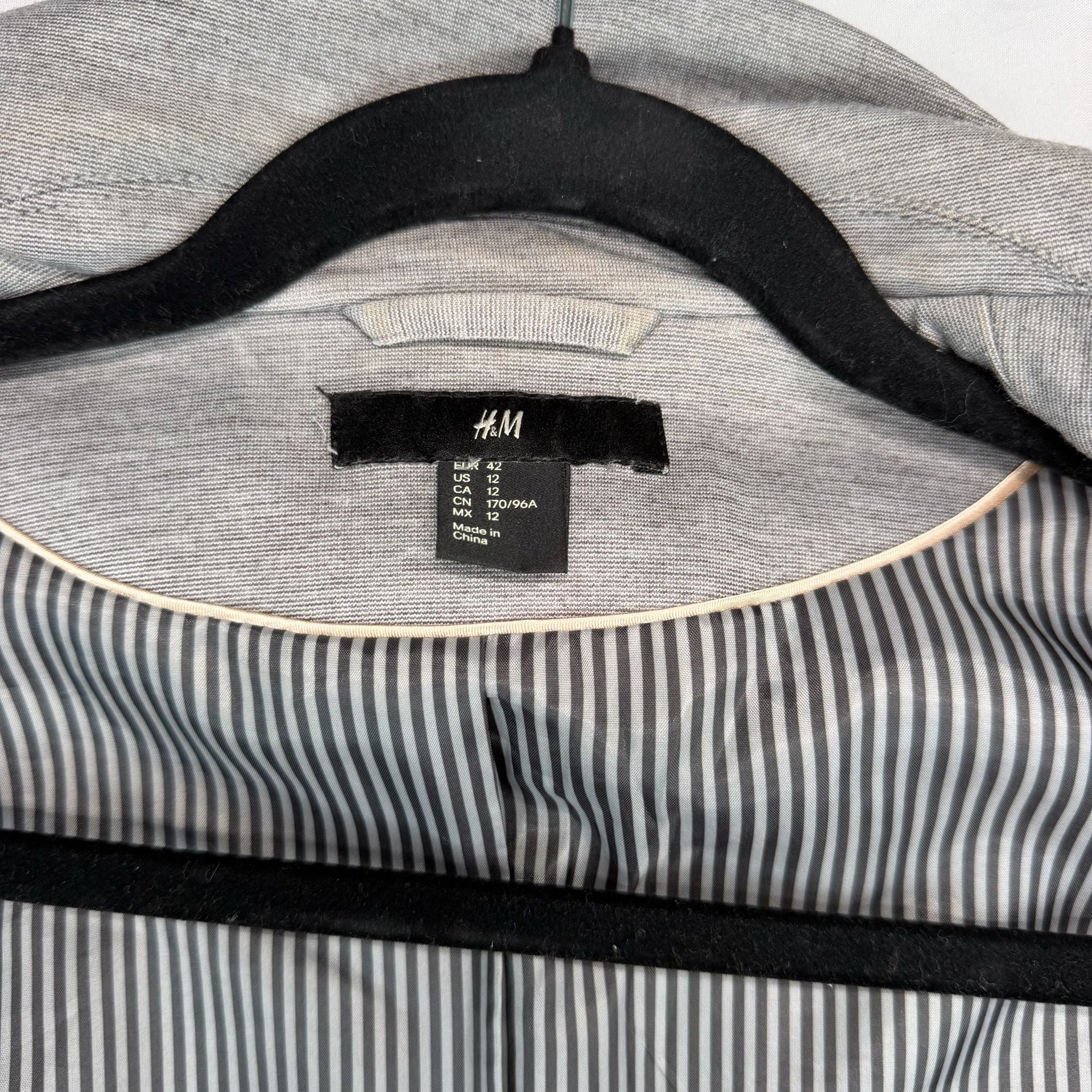 H&M Blazer Size US 12 Gray Lined Single Button Flap Pockets 5
