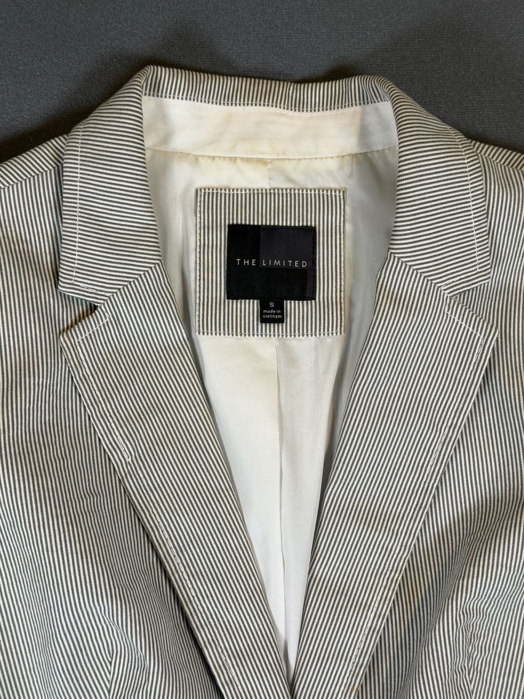 The Limited Seersucker Blazer Size S Striped Cotton Jacket 3