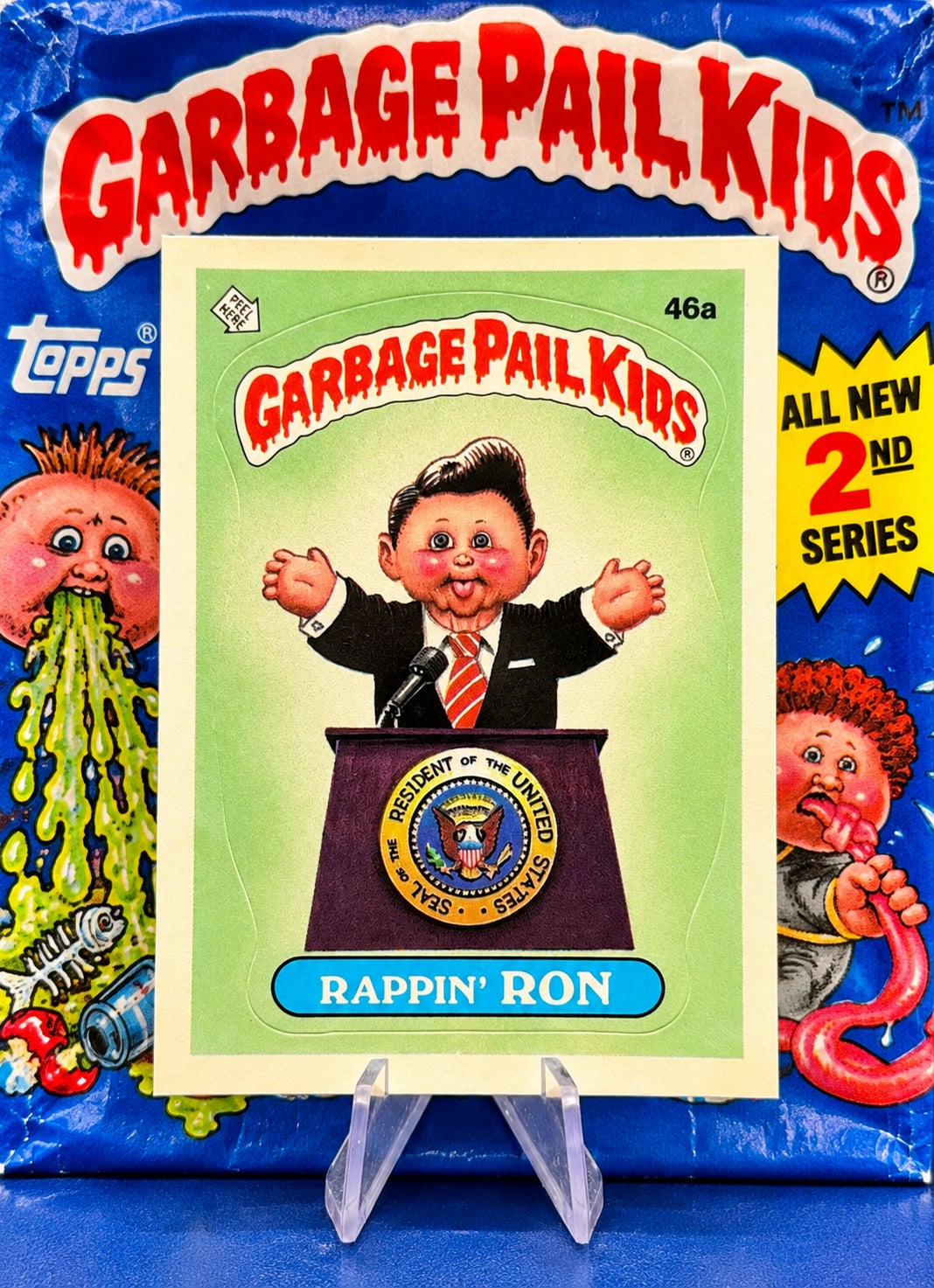 Topps Garbage Pail Kids 1985 2nd Series 46a Rappin Ron Trading Card RARE MINT 1