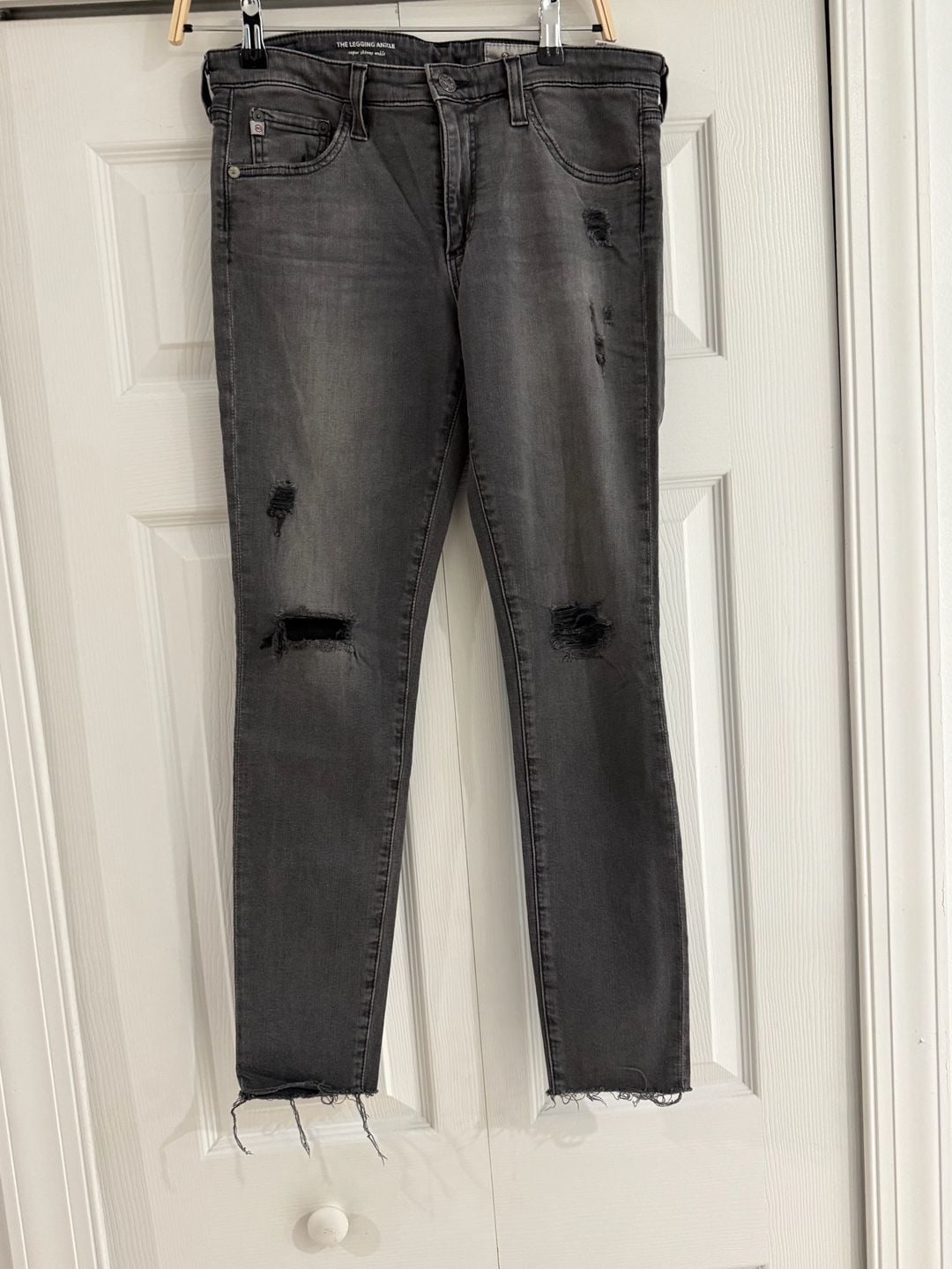 AG Jeans The Legging Ankle Super Skinny Jeans Size 29R Gray Distressed 5