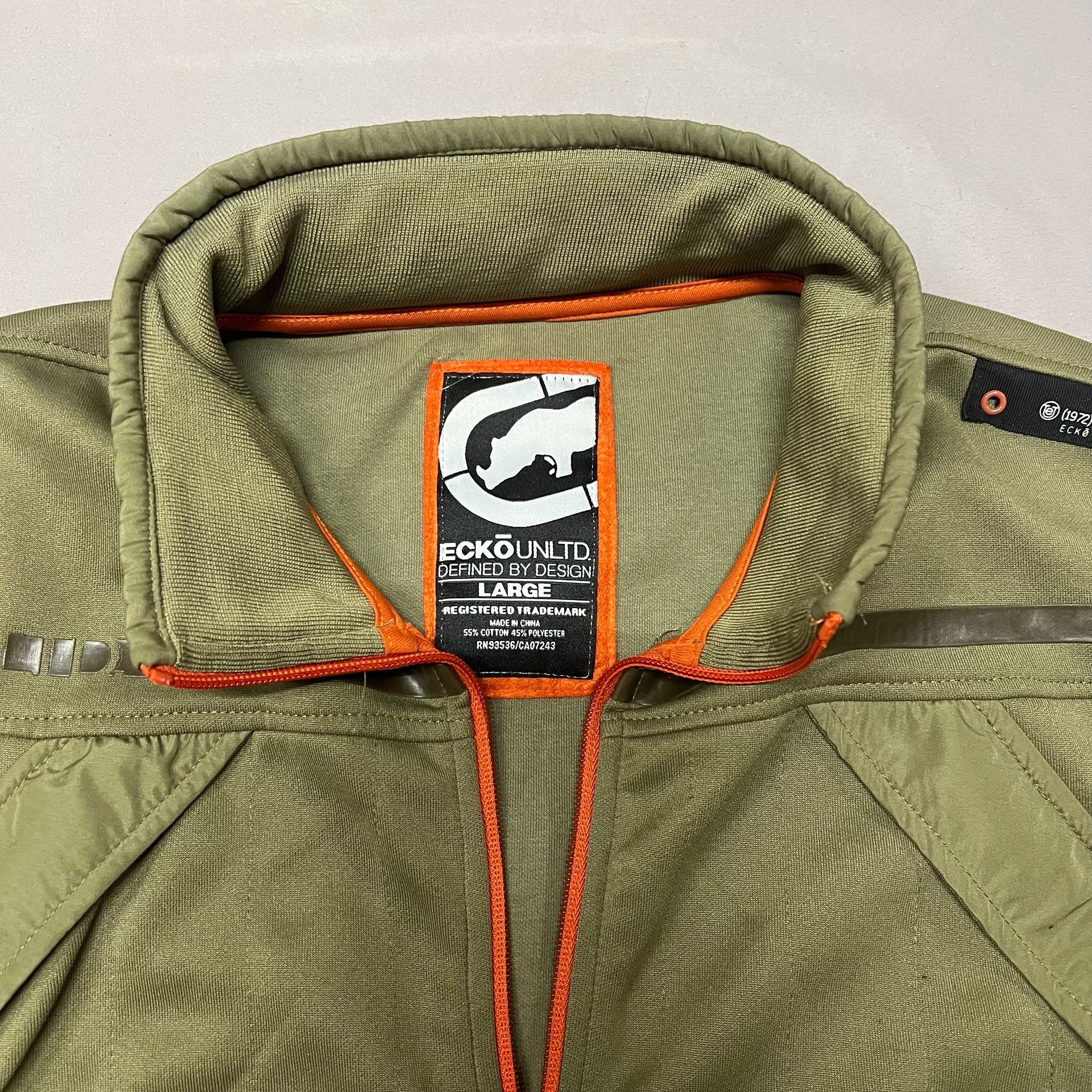 Ecko Unltd. Jacket Size Large Olive Green Full Zip Utility Track Jacket 4