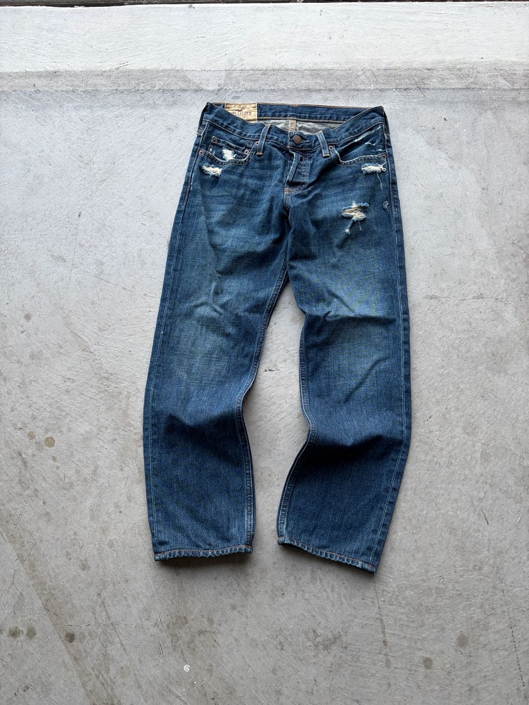 Hollister Distressed Jeans Size 30x30 Blue Denim Button Fly 2