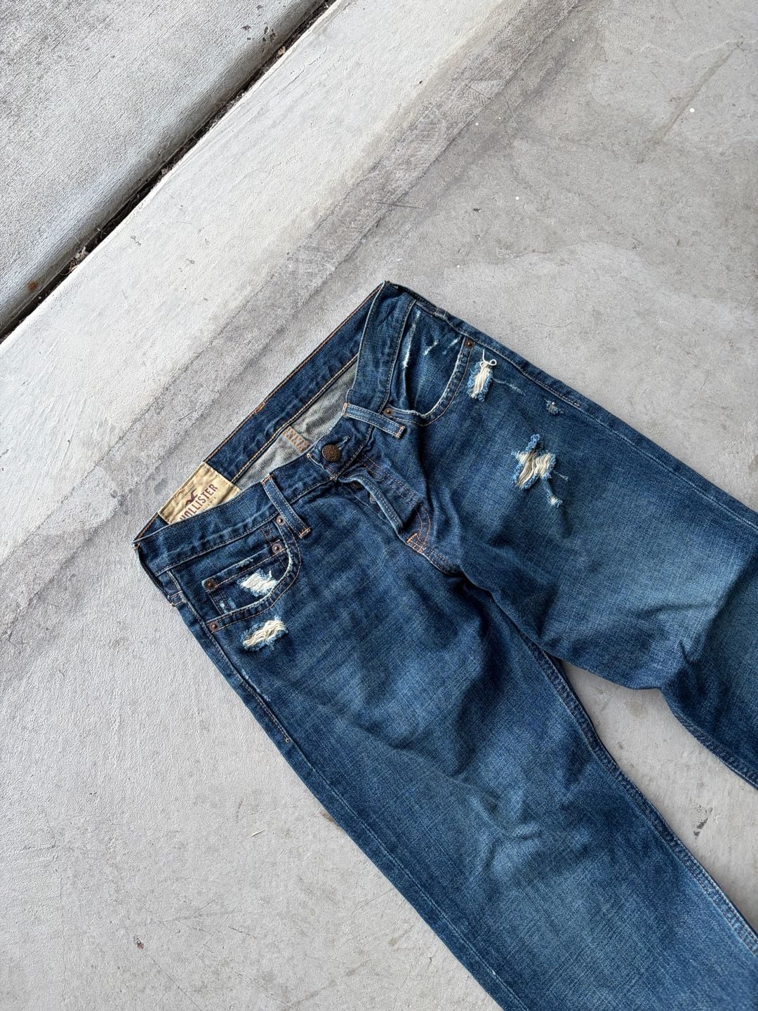 Hollister Distressed Jeans Size 30x30 Blue Denim Button Fly 3