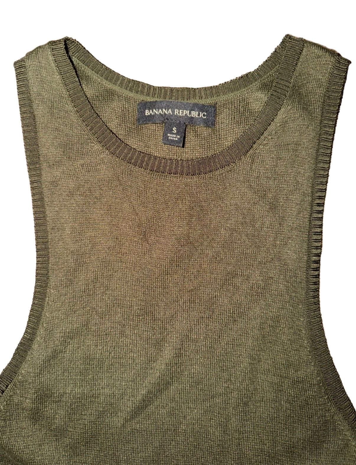 Banana Republic Milano Halter Knit Tank Top – Olive Green, Small 4