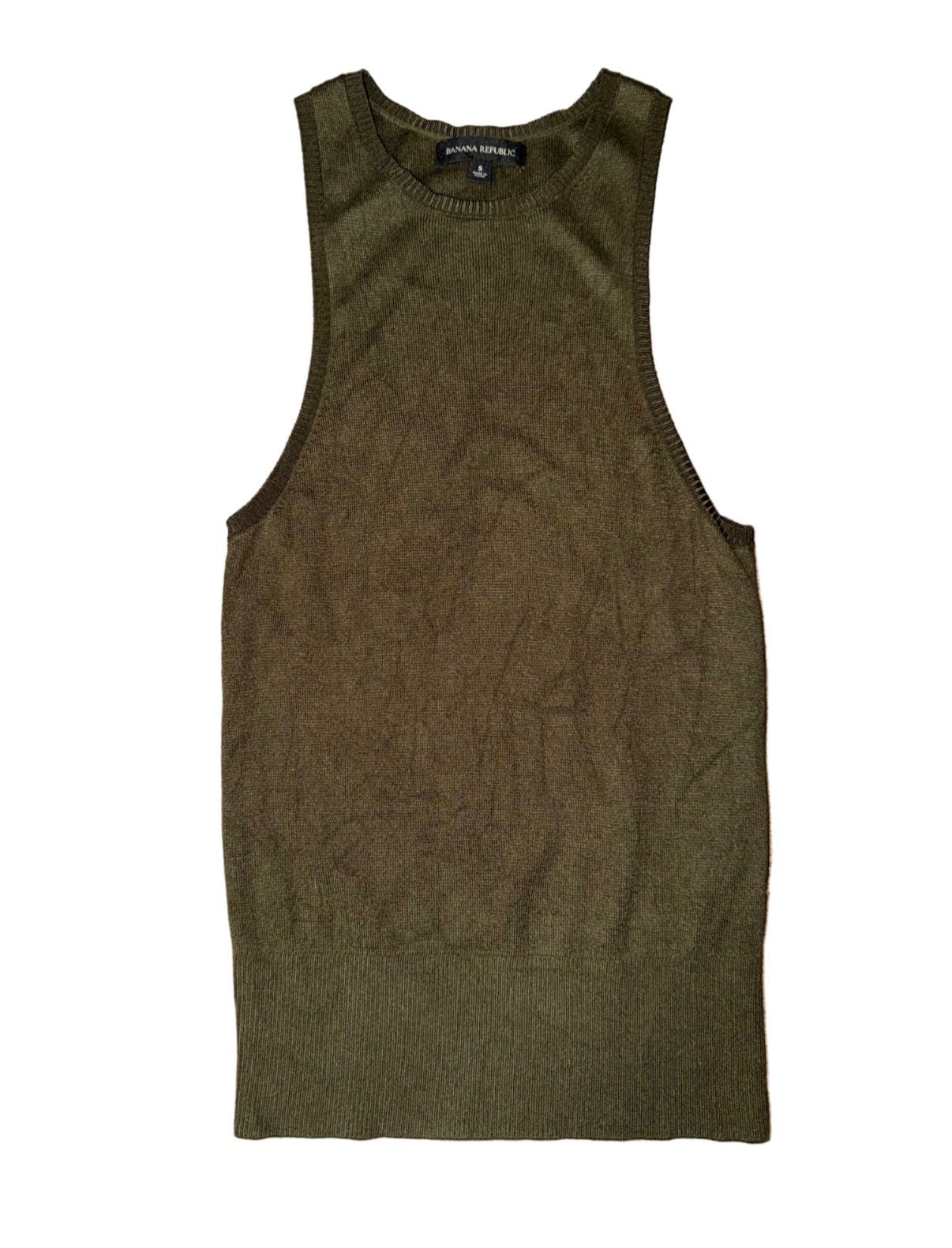 Banana Republic Milano Halter Knit Tank Top – Olive Green, Small 5