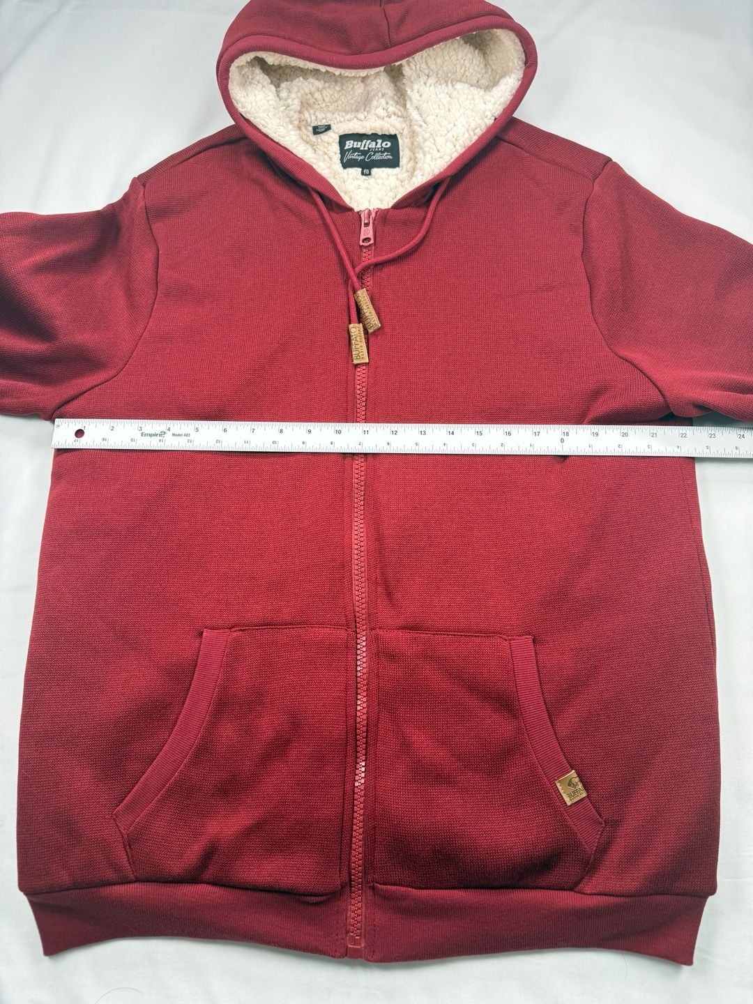 Buffalo David Bitton Full Zip Sherpa Lined Hoodie XL Red Vintage Collection 6