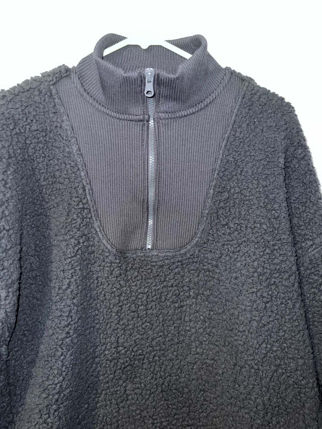 Aerie Dream Sherpa Quarter Zip Pullover Size S Black 5