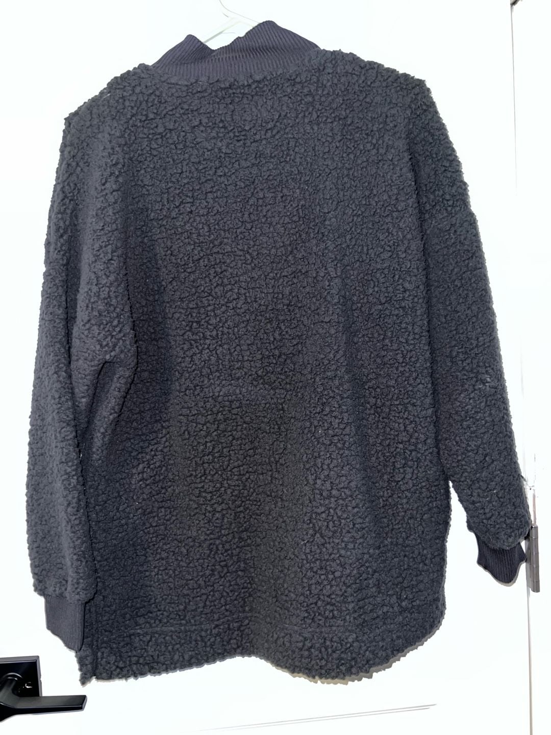 Aerie Dream Sherpa Quarter Zip Pullover Size S Black 6