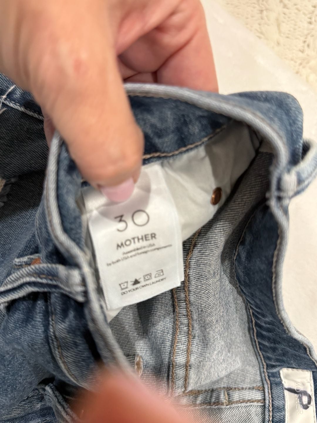 MOTHER Denim Jeans Size 30 Lightning Bolt Distressed Raw Hem 3
