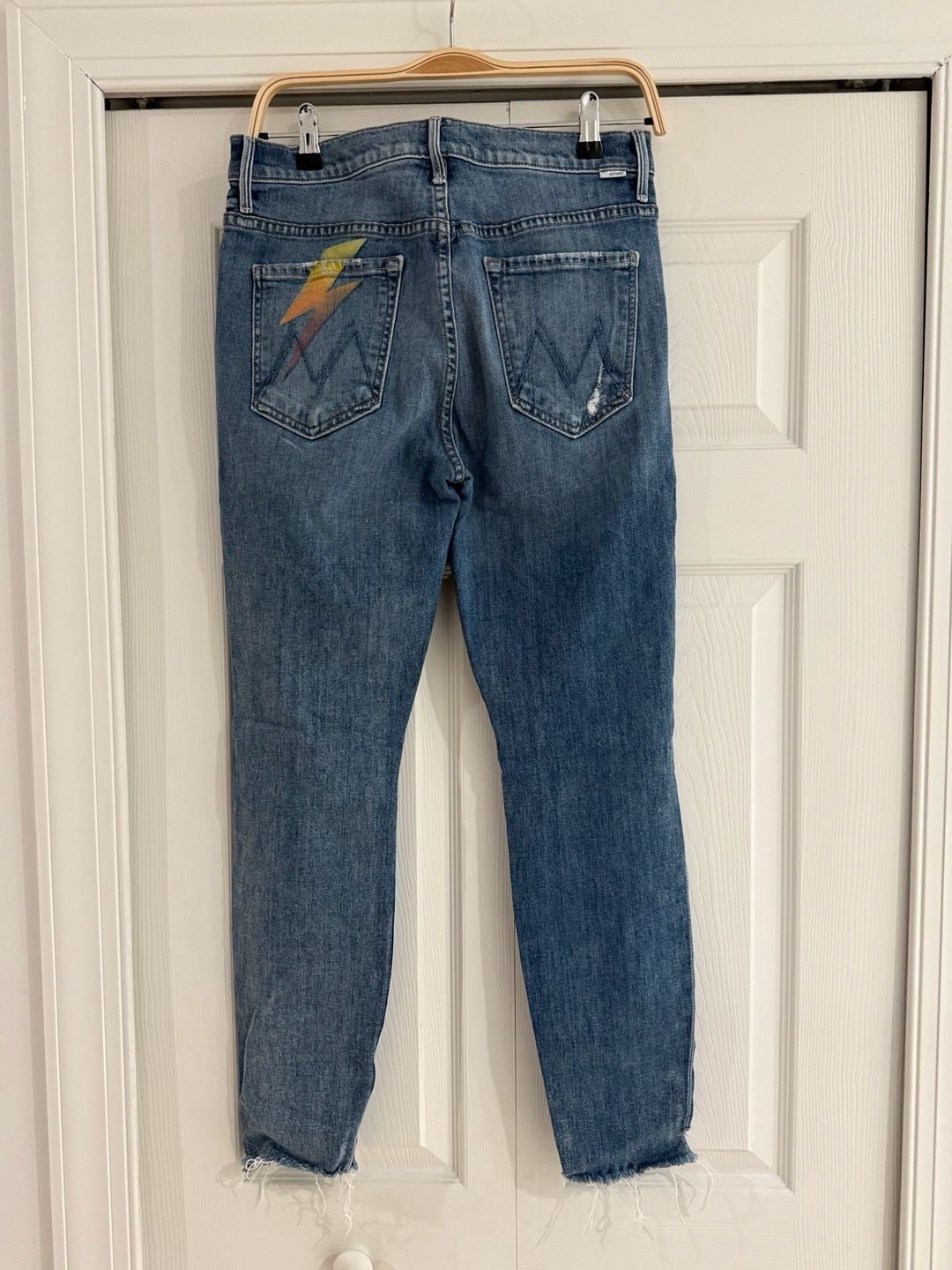 MOTHER Denim Jeans Size 30 Lightning Bolt Distressed Raw Hem 5