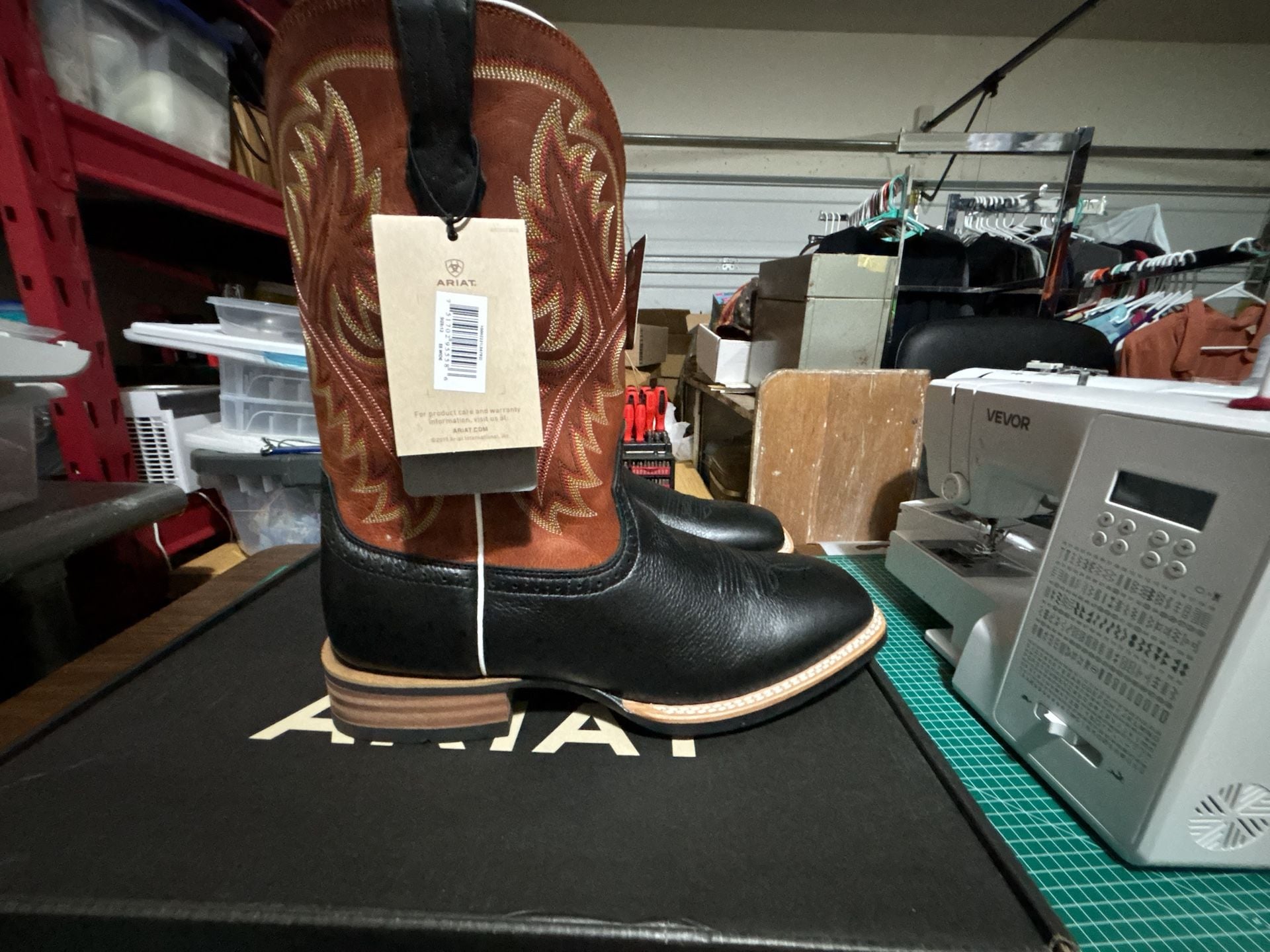 Ariat Quickdraw Western Boots Size 12 EE Wide Black Washed Adobe 4