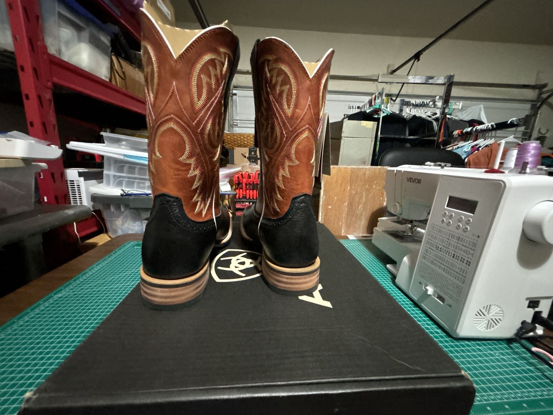 Ariat Quickdraw Western Boots Size 12 EE Wide Black Washed Adobe 5