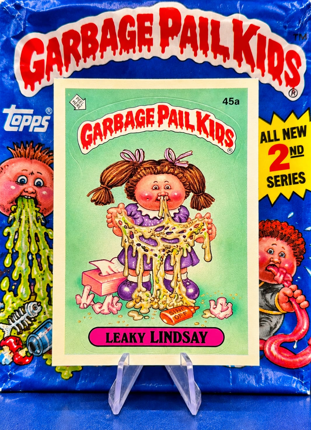 Topps Garbage Pail Kids 1985 2nd Series Leaky Lindsay 45a Trading Card RARE MINT 1