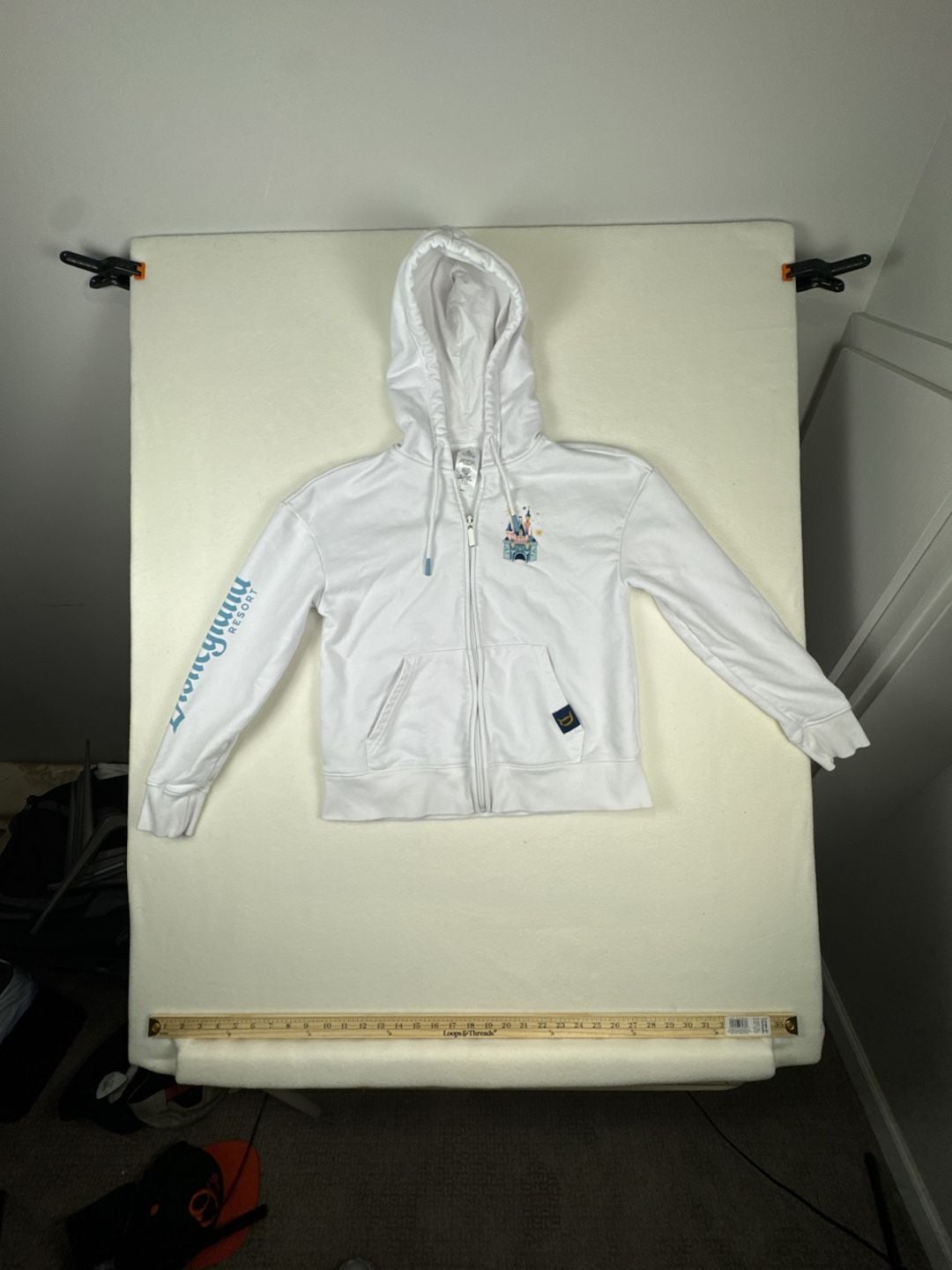 Disney Disneyland Resort Hoodie Size S White Castle Zip-Up Sweatshirt 2