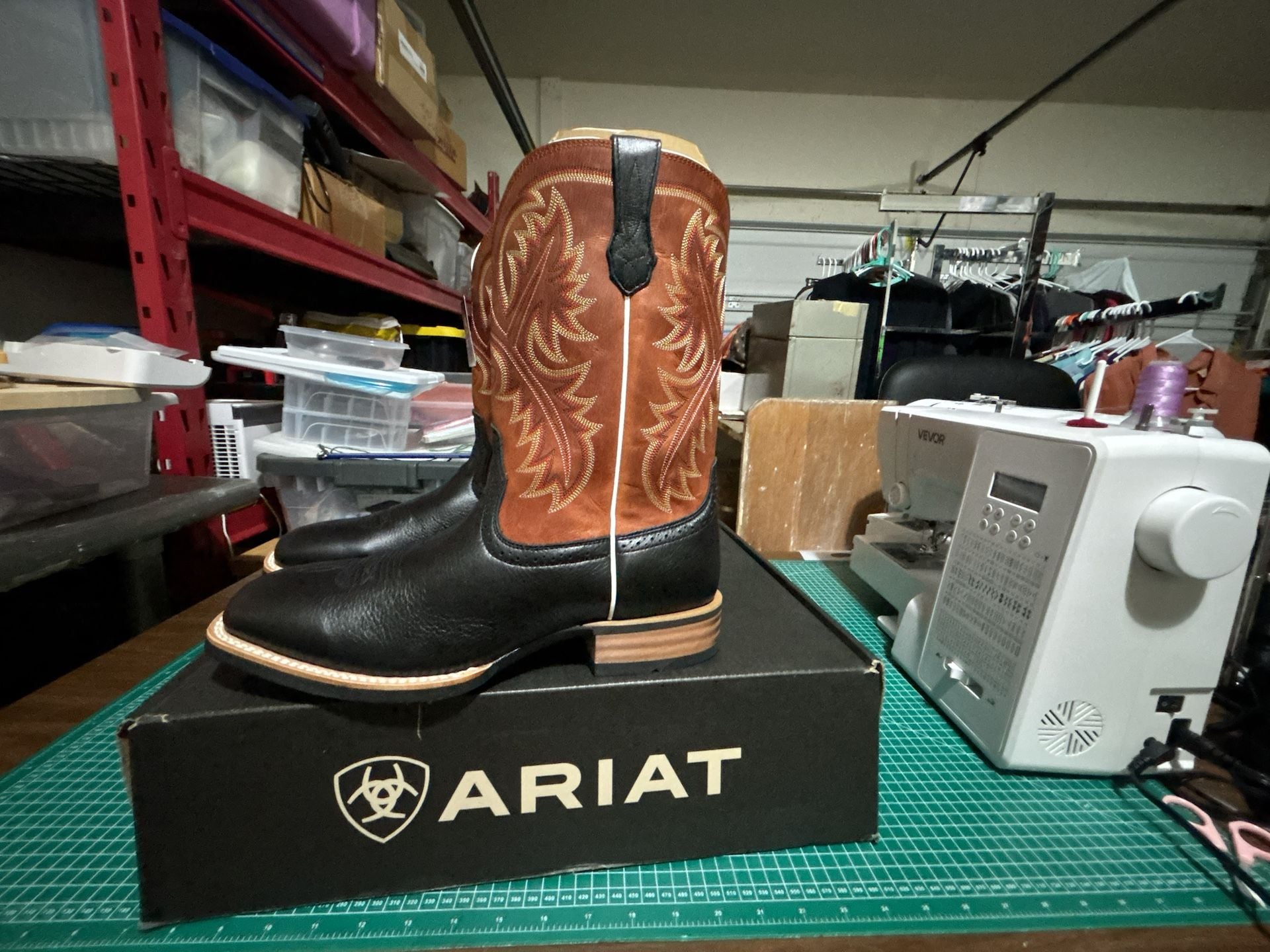 Ariat Quickdraw Western Boots Size 12 EE Wide Black Washed Adobe 6
