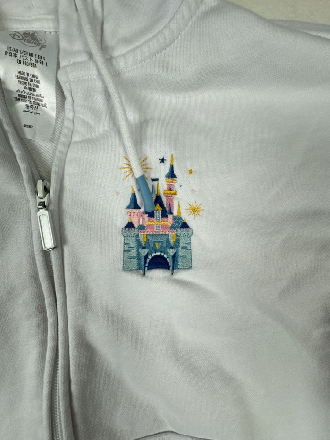 Disney Disneyland Resort Hoodie Size S White Castle Zip-Up Sweatshirt 4