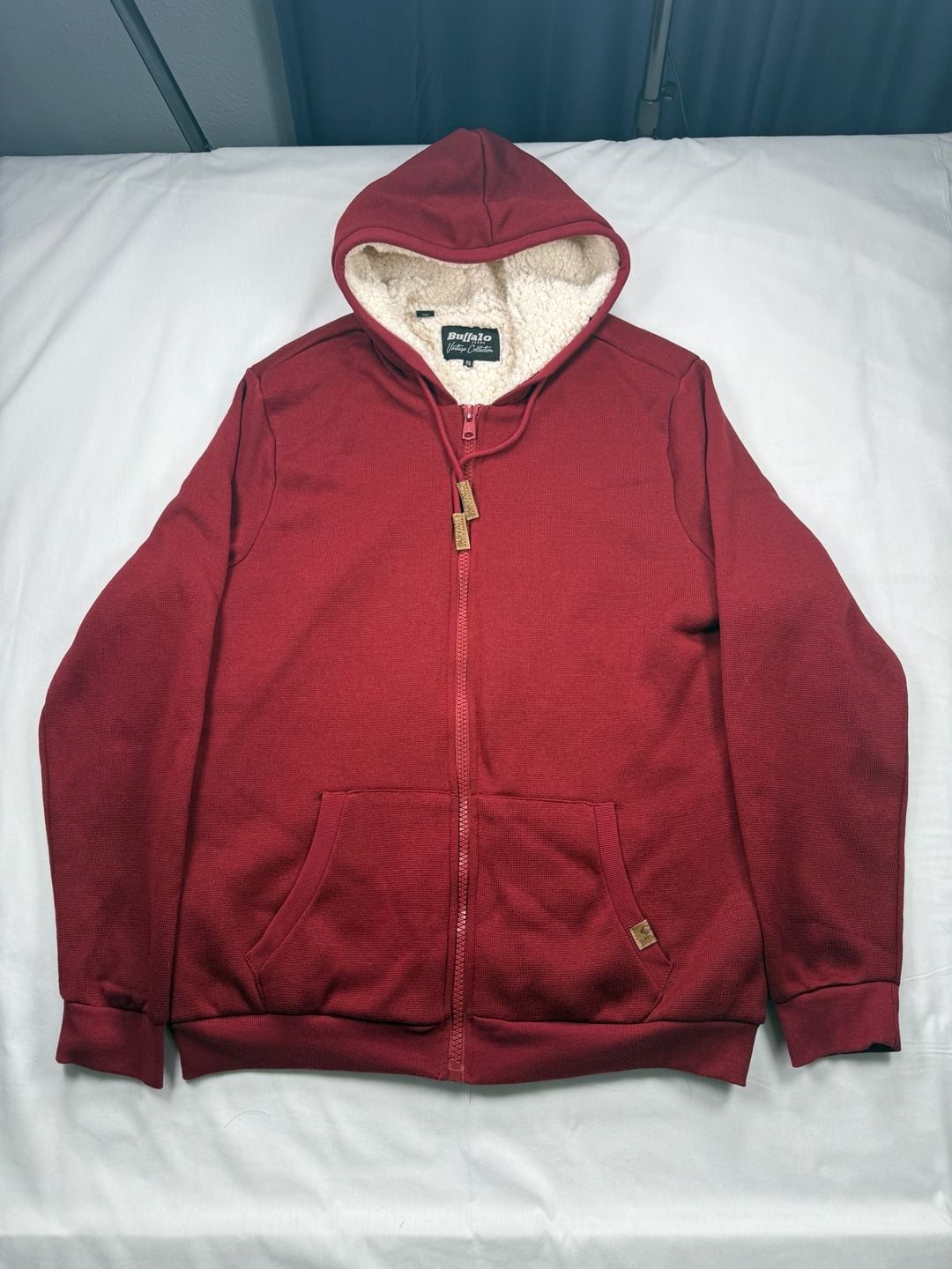 Buffalo David Bitton Full Zip Sherpa Lined Hoodie XL Red Vintage Collection 2