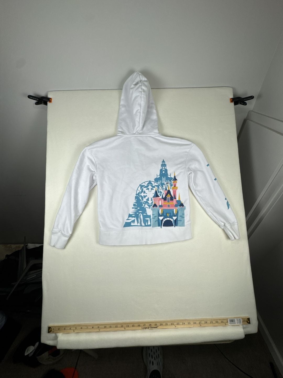 Disney Disneyland Resort Hoodie Size S White Castle Zip-Up Sweatshirt 7