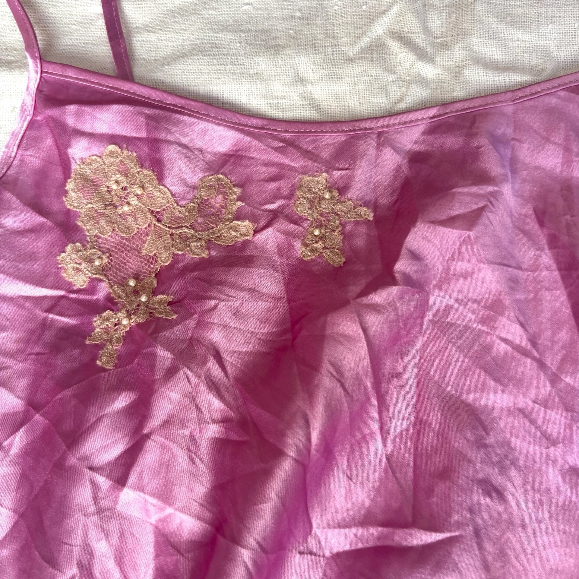 Victoria's Secret Slip Dress Size S Purple Satin Lace 2