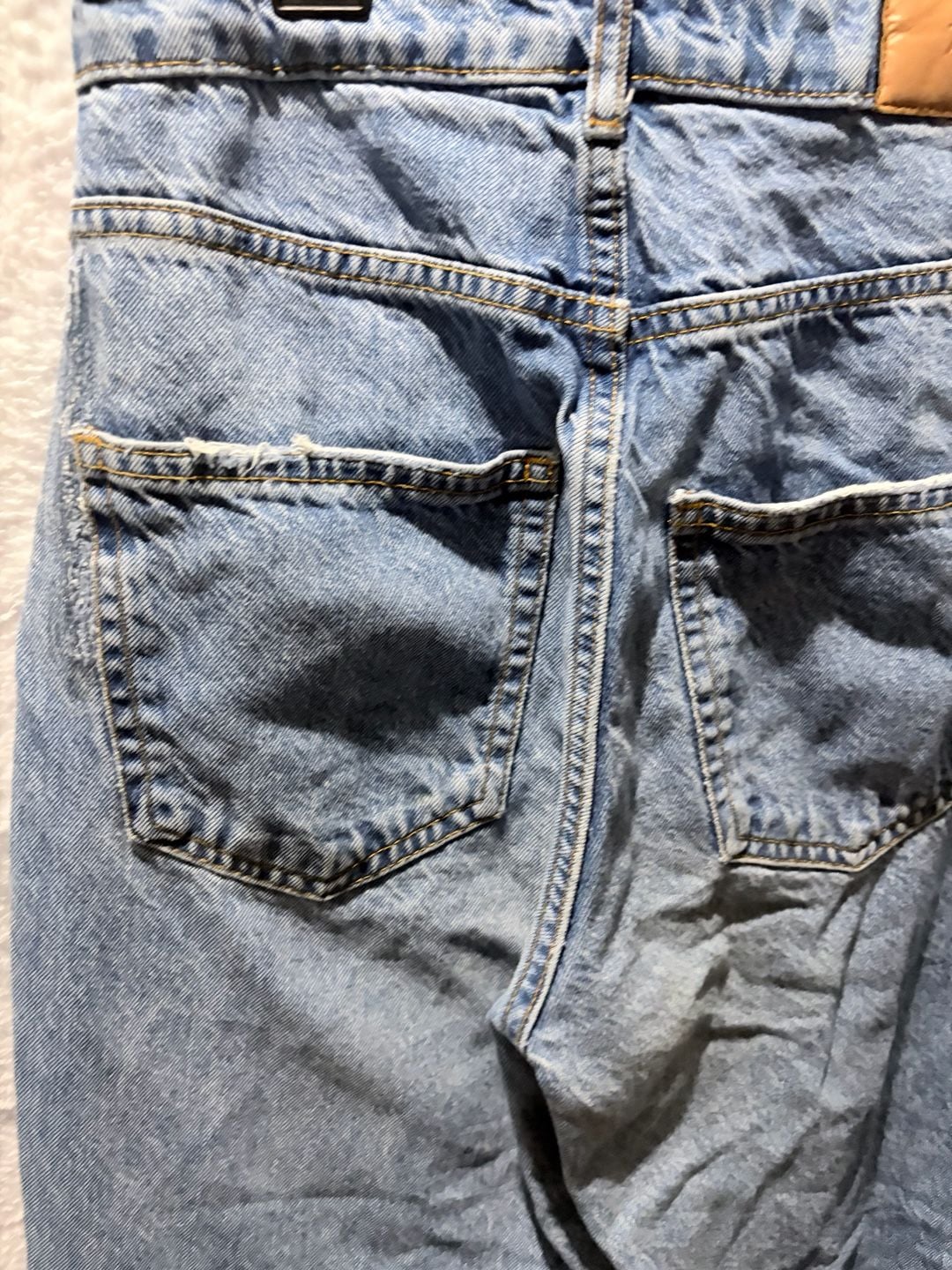 Zara High Rise Straight Leg Jeans Blue 5