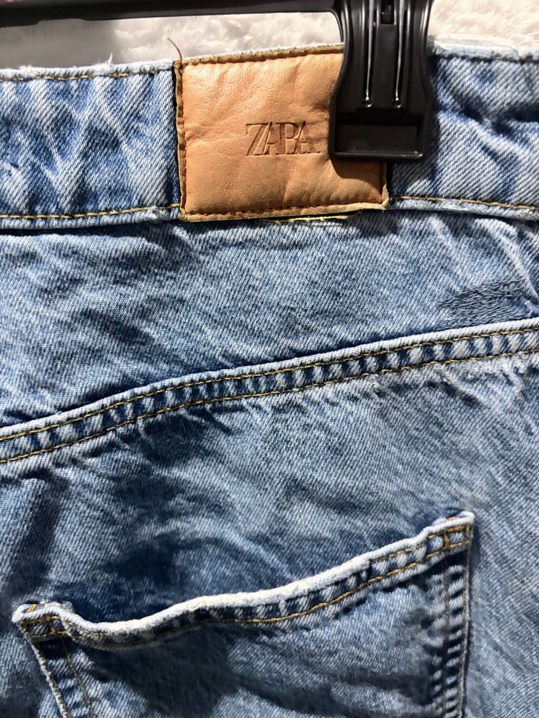 Zara High Rise Straight Leg Jeans Blue 6