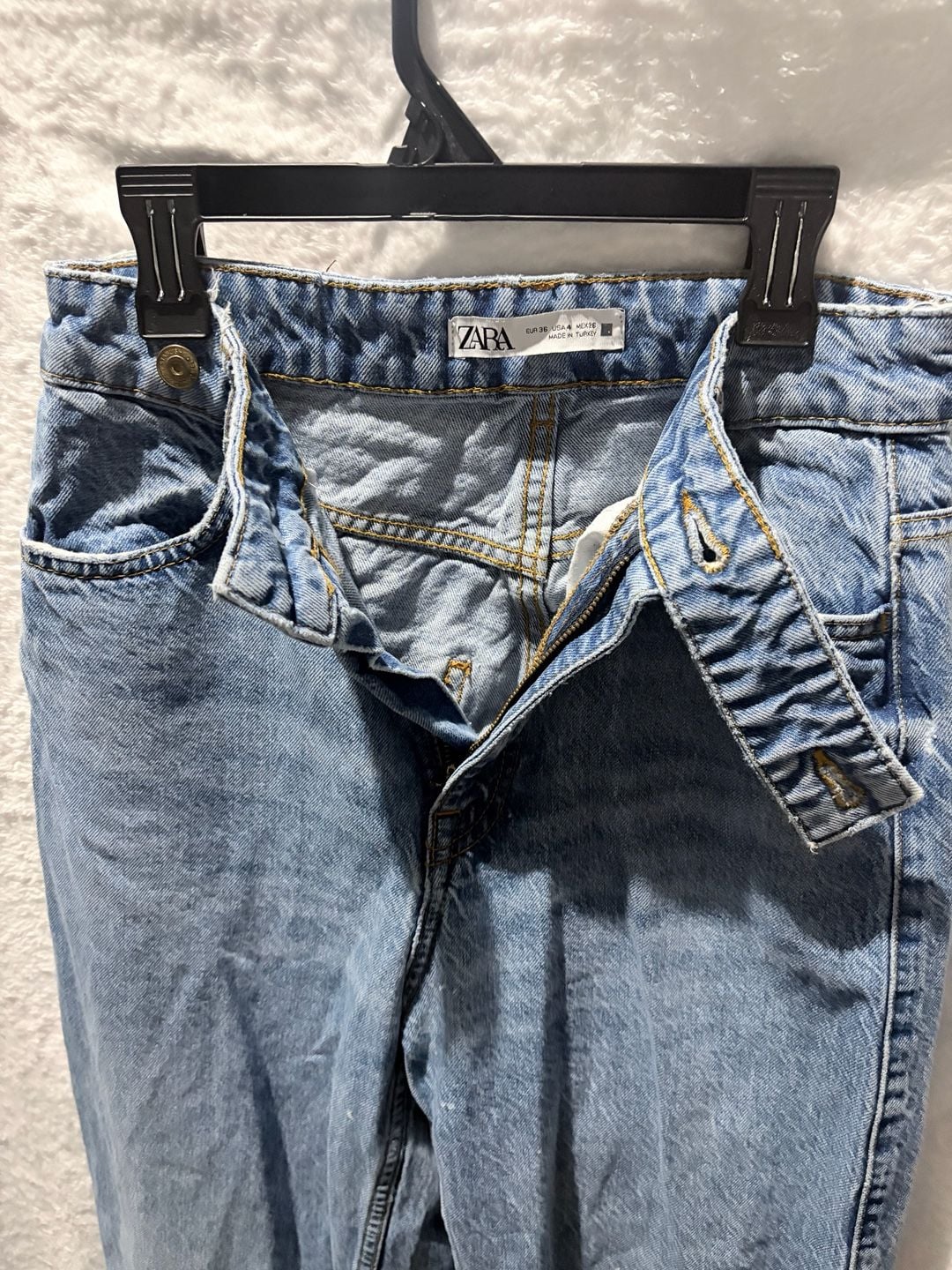 Zara High Rise Straight Leg Jeans Blue 12