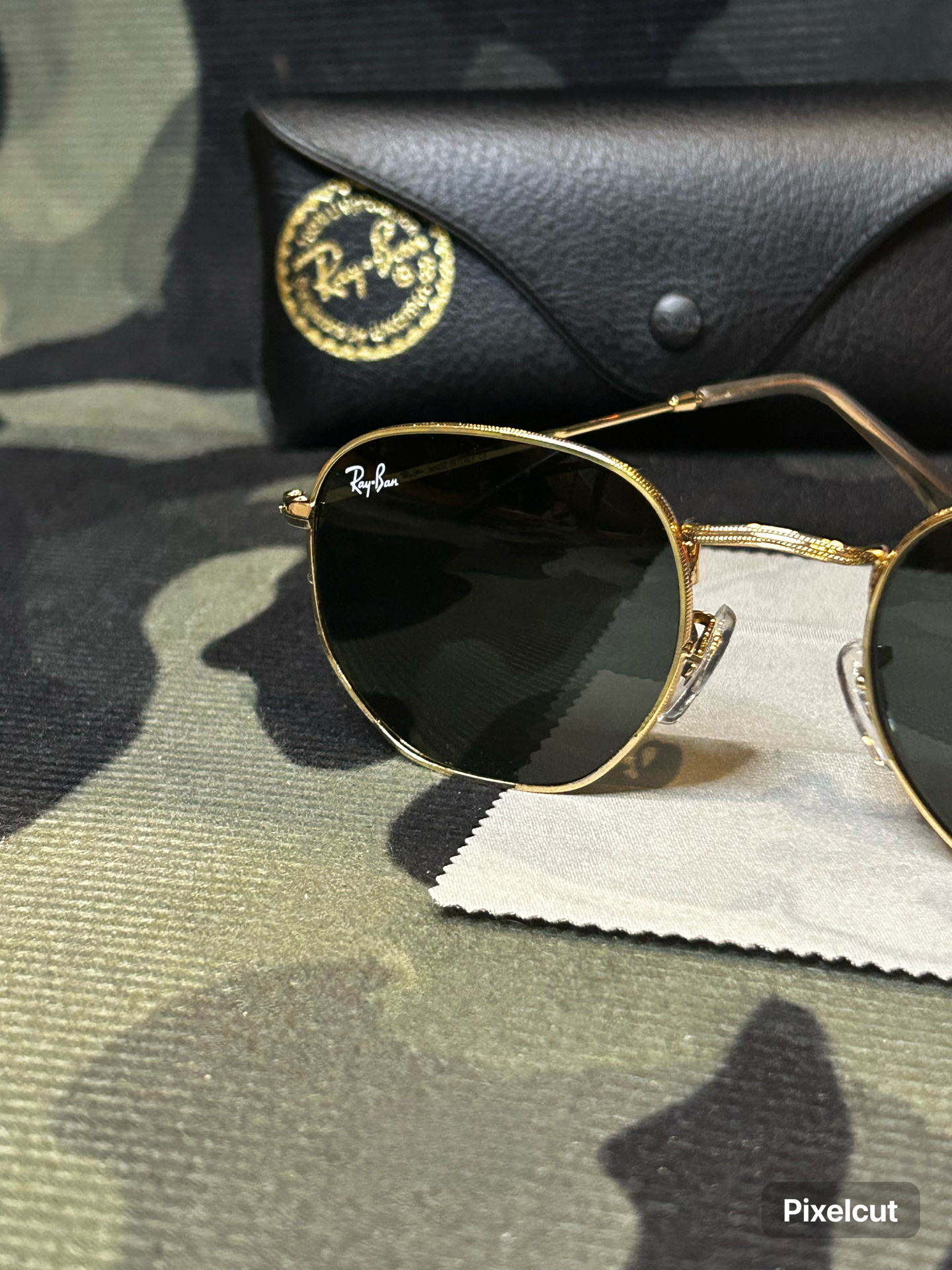 Ray-Ban Hexagonal Sunglasses Size 50 Gold G-15 Lens RB3548 3