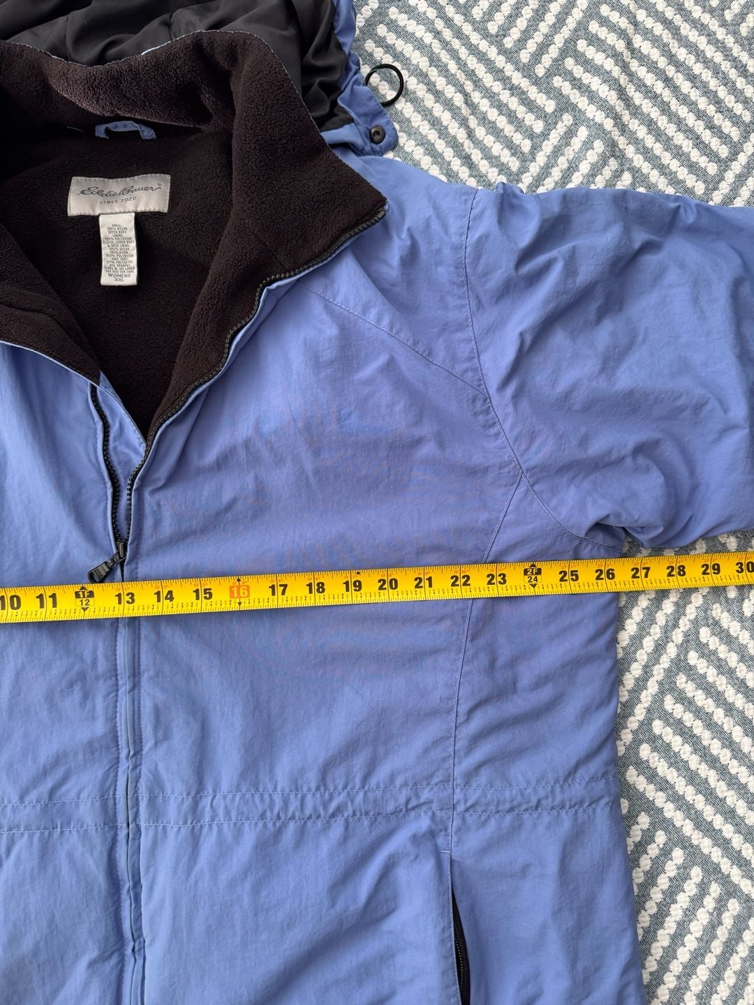 Eddie Bauer Fleece Lined Jacket Size XXL Blue Hooded Winter Coat 7