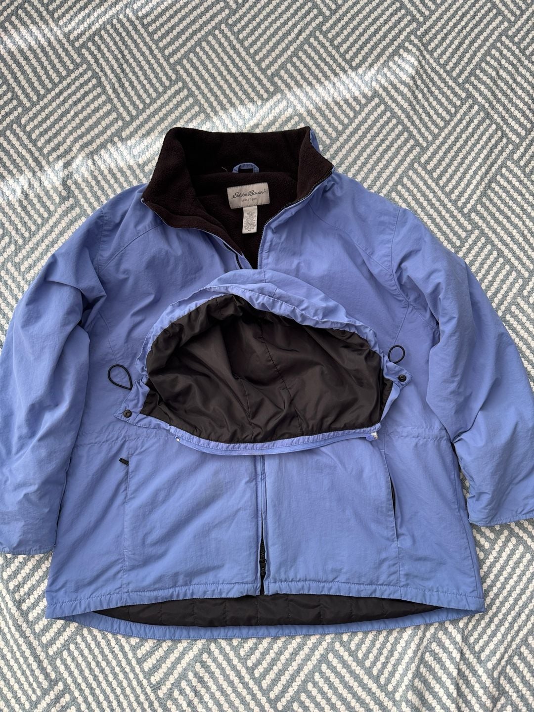 Eddie Bauer Fleece Lined Jacket Size XXL Blue Hooded Winter Coat 9