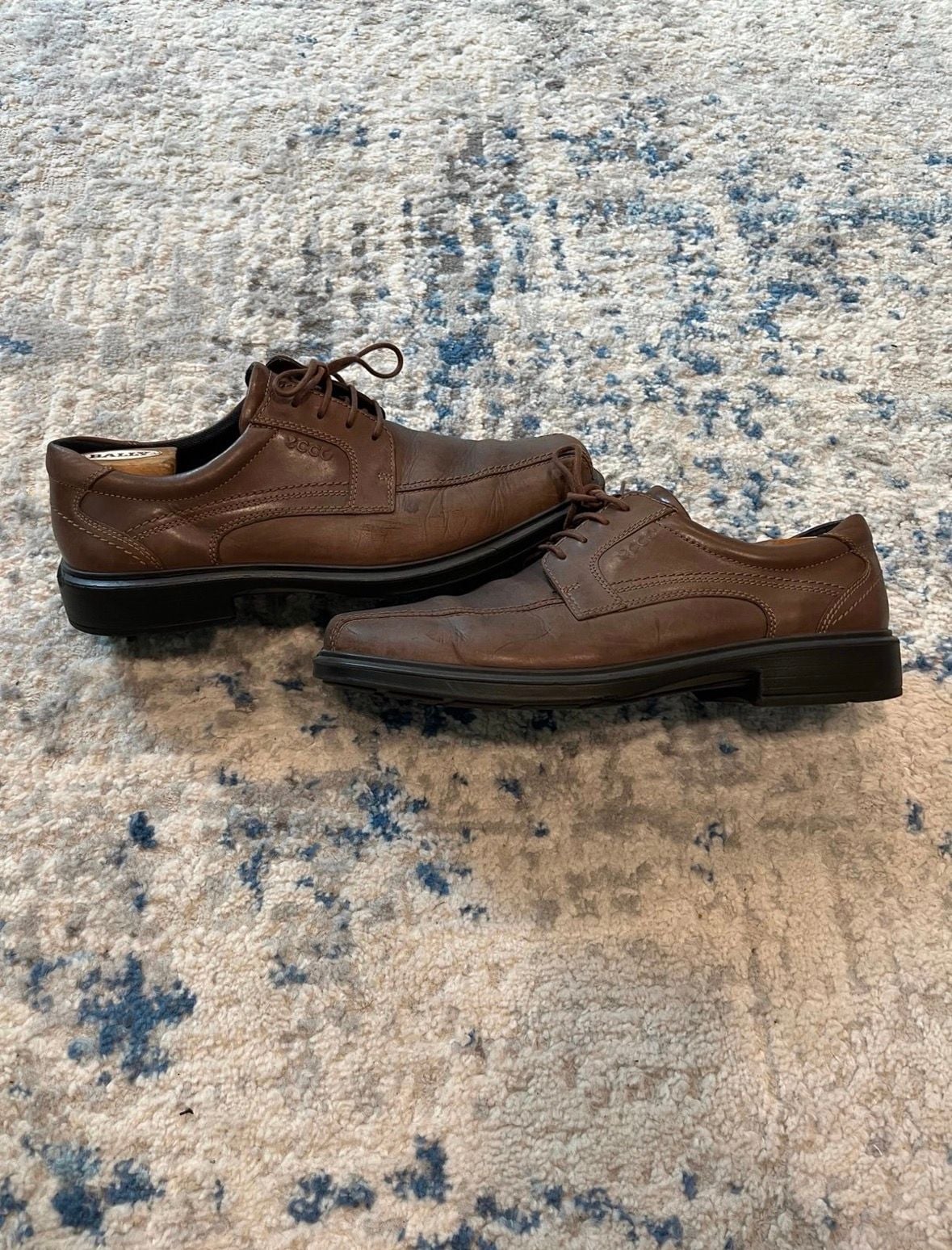 Ecco Helsinki Bike Toe Tie Size 44 Brown Leather Oxford Dress Shoes 2