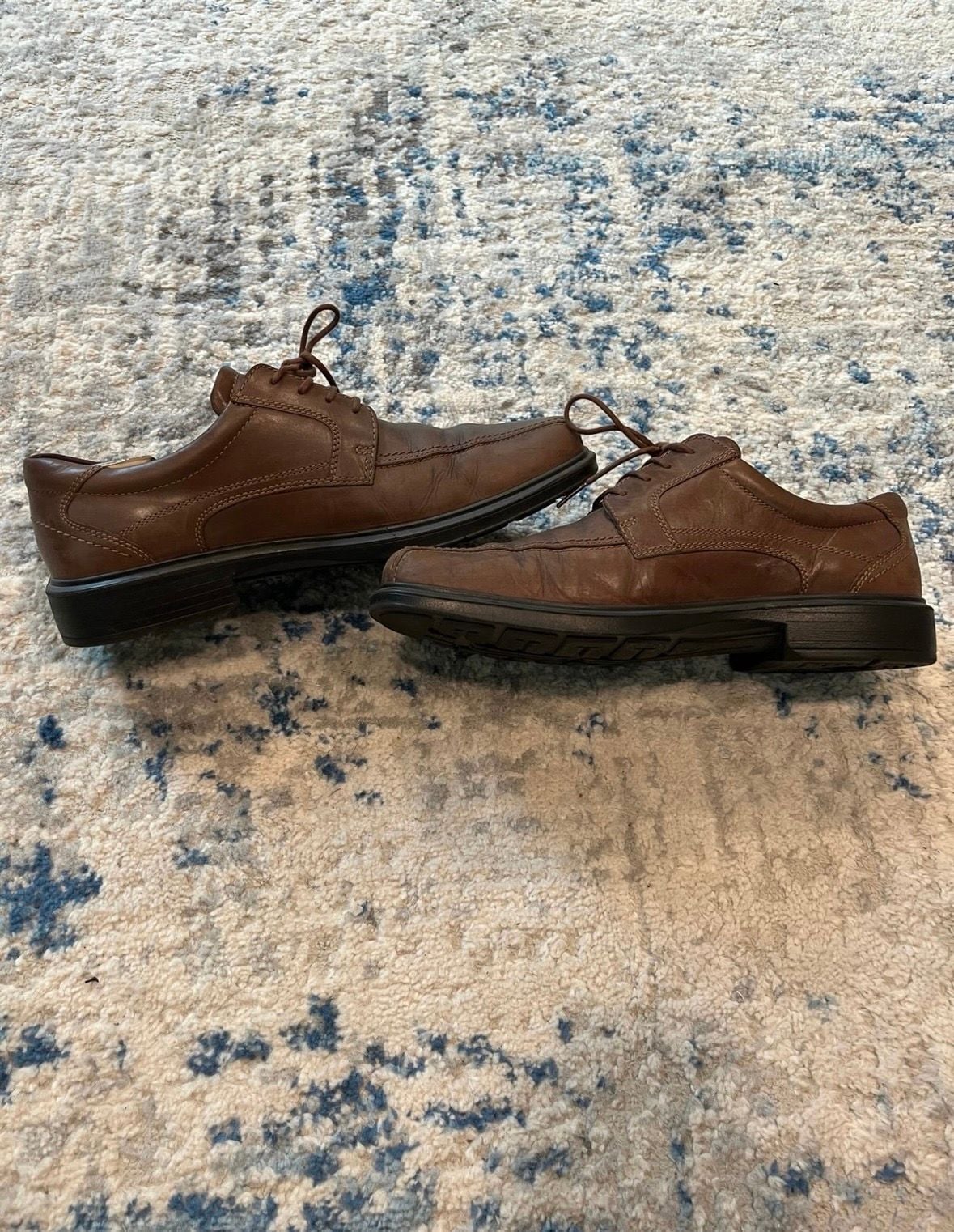 Ecco Helsinki Bike Toe Tie Size 44 Brown Leather Oxford Dress Shoes 3