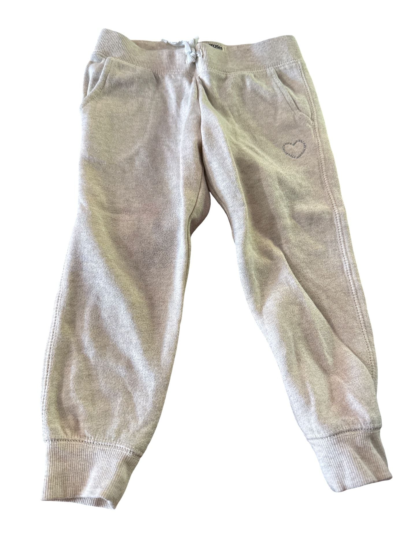OshKosh B'gosh Jogger Pants Size 3T Pink Fleece Heart Detail 2