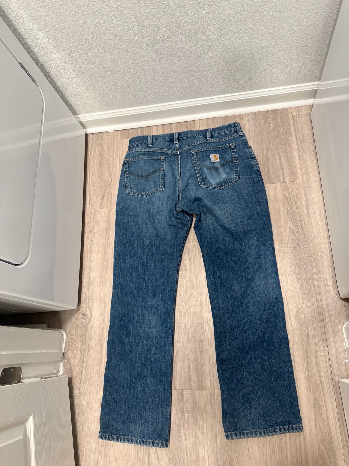 Carhartt Relaxed Fit Fleece Lined Jeans Size 36 x 32 Blue Denim Workwear 5