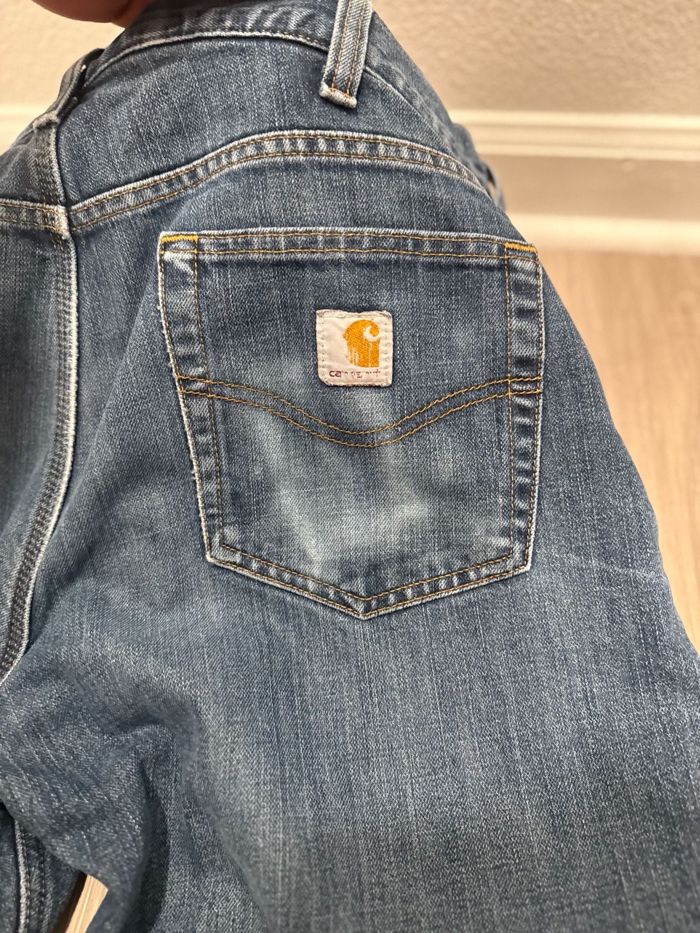 Carhartt Relaxed Fit Fleece Lined Jeans Size 36 x 32 Blue Denim Workwear 6
