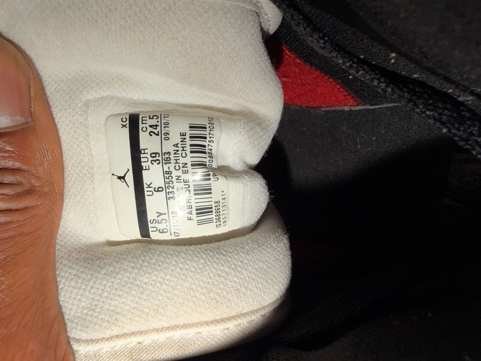 Air Jordan 1 Retro High Chicago Size 6.5Y White Red Black 7