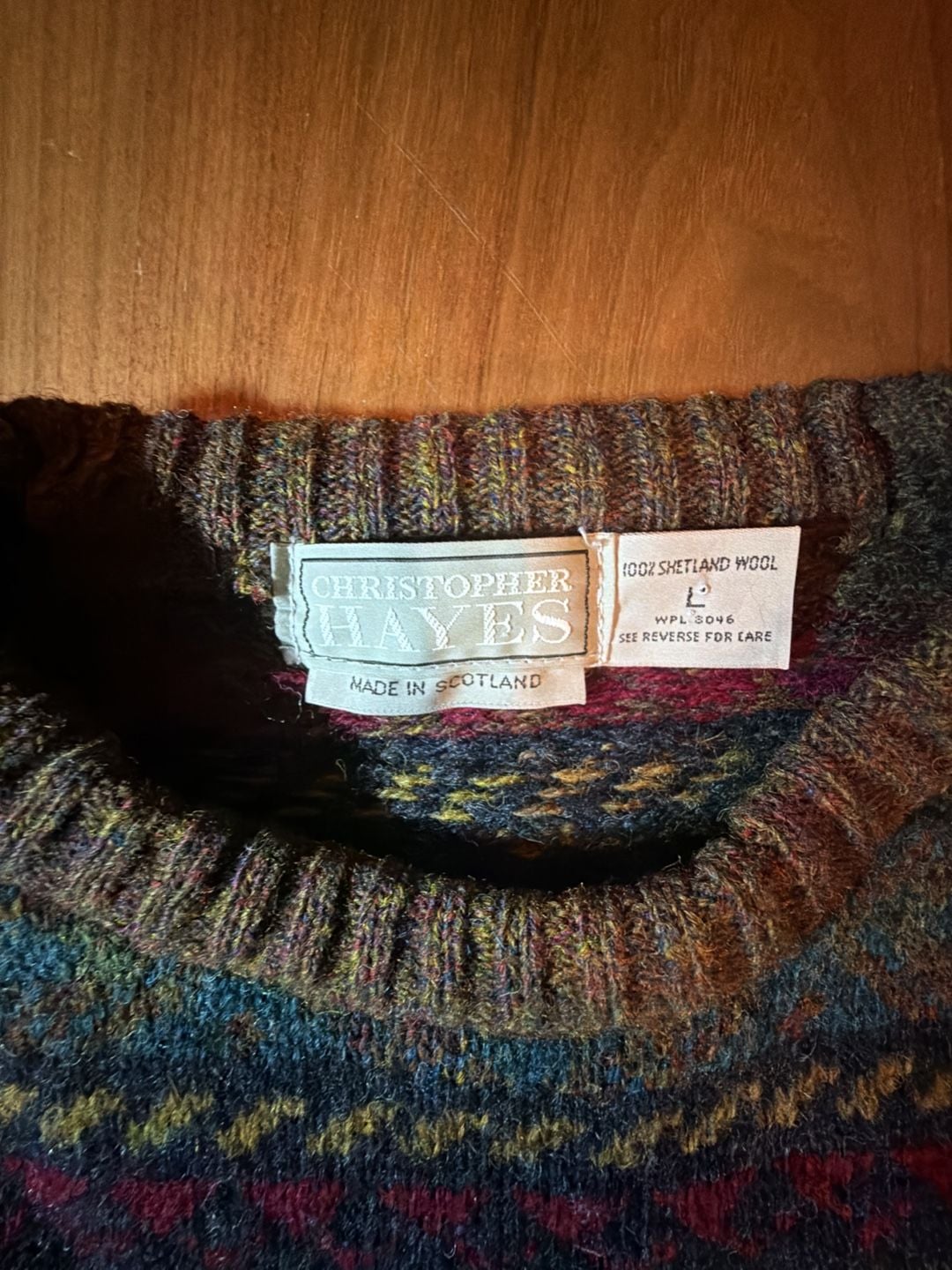 Christopher Hayes Shetland Wool Sweater Size L Fair Isle Vintage Scotland 3