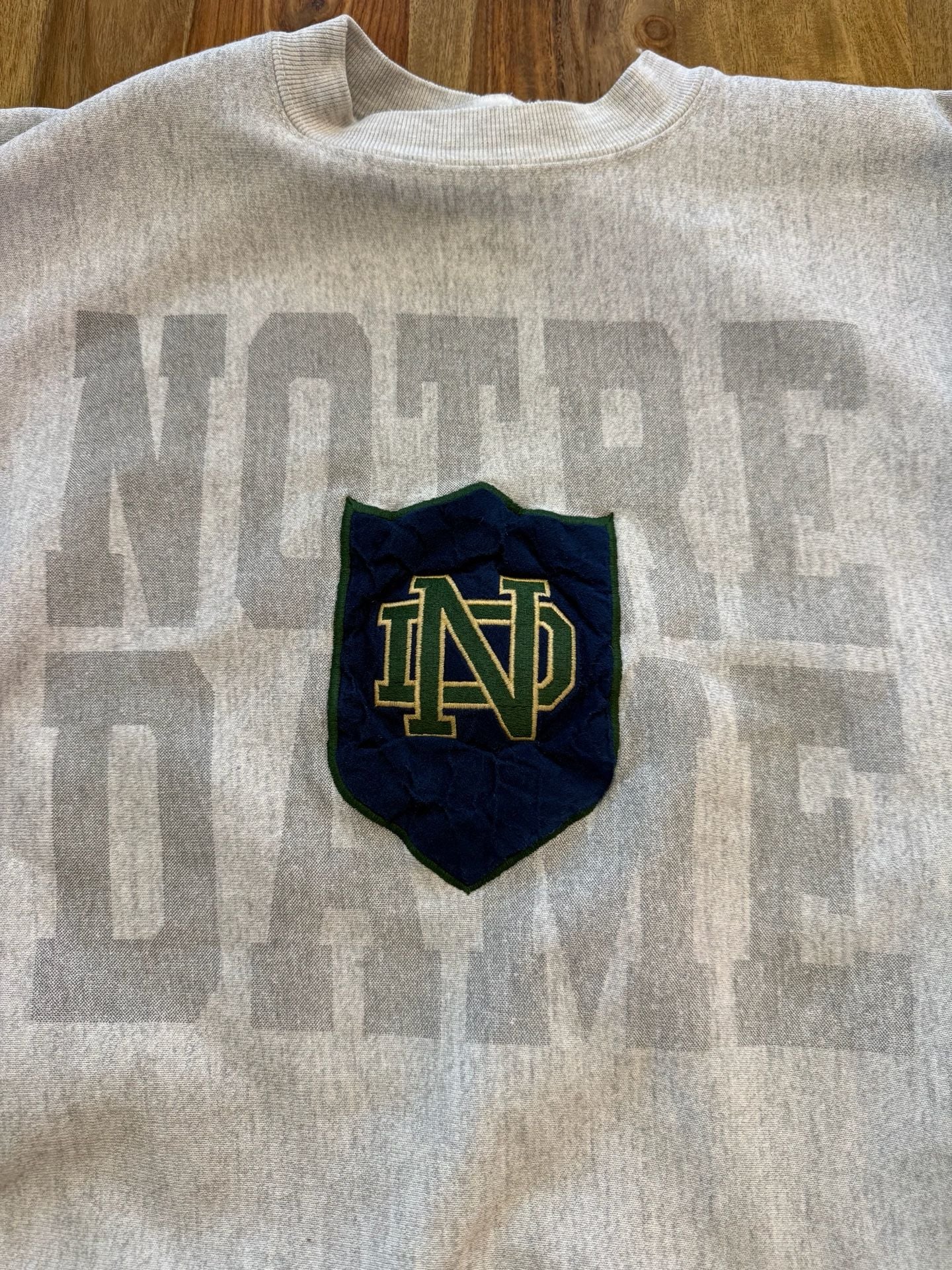 Vintage Notre Dame Sweatshirt Size Large Grey-Made in USA 3
