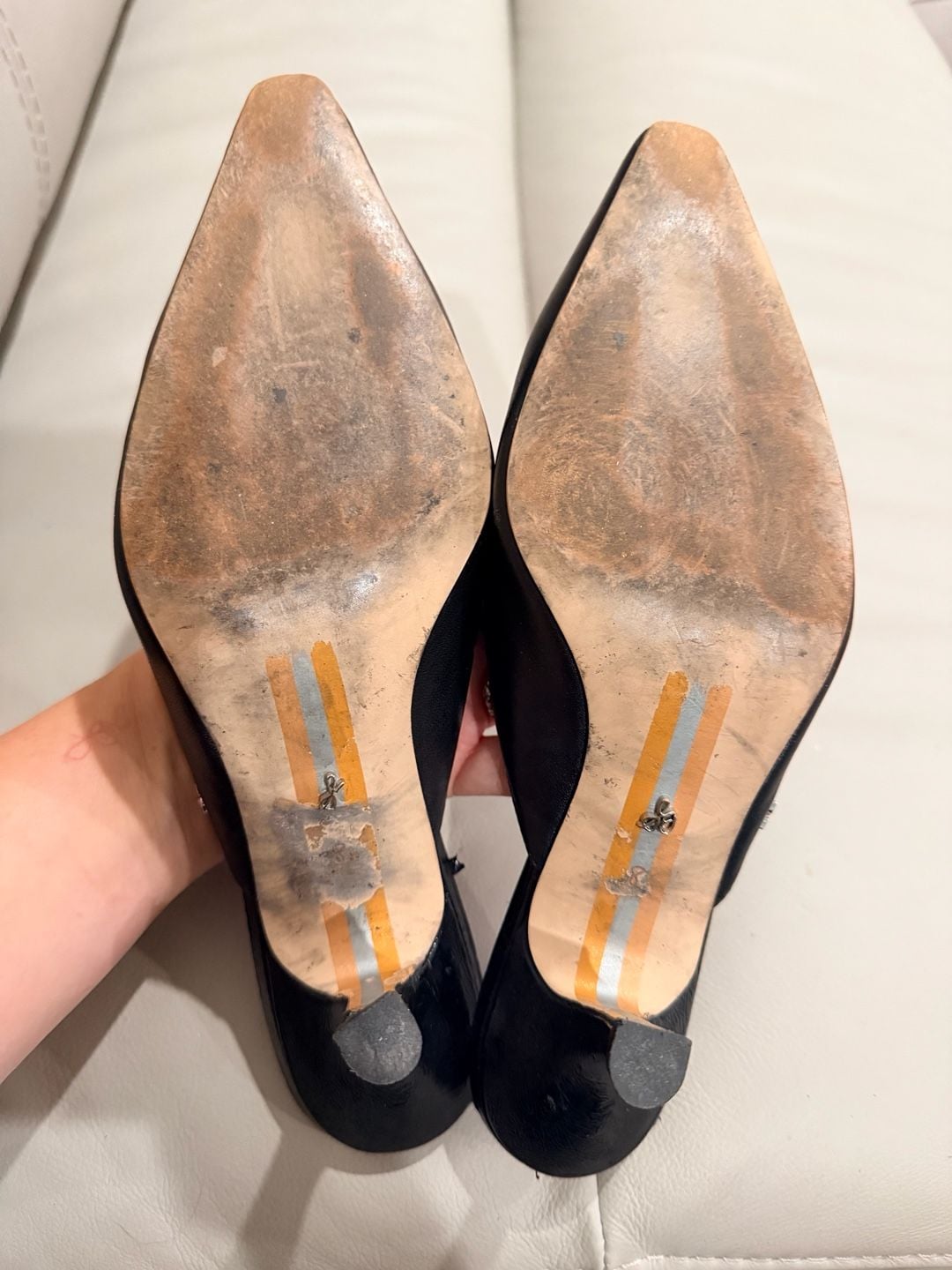Sam Edelman Black Leather Pointed Toe Kitten Heel Mules 4