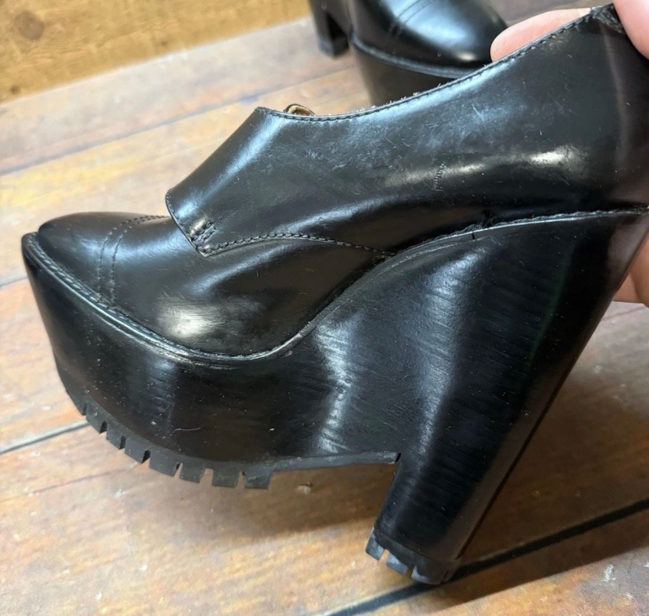 Burberry Prorsum Leather Monk Double Buckle Wedge Platform Size 39 14