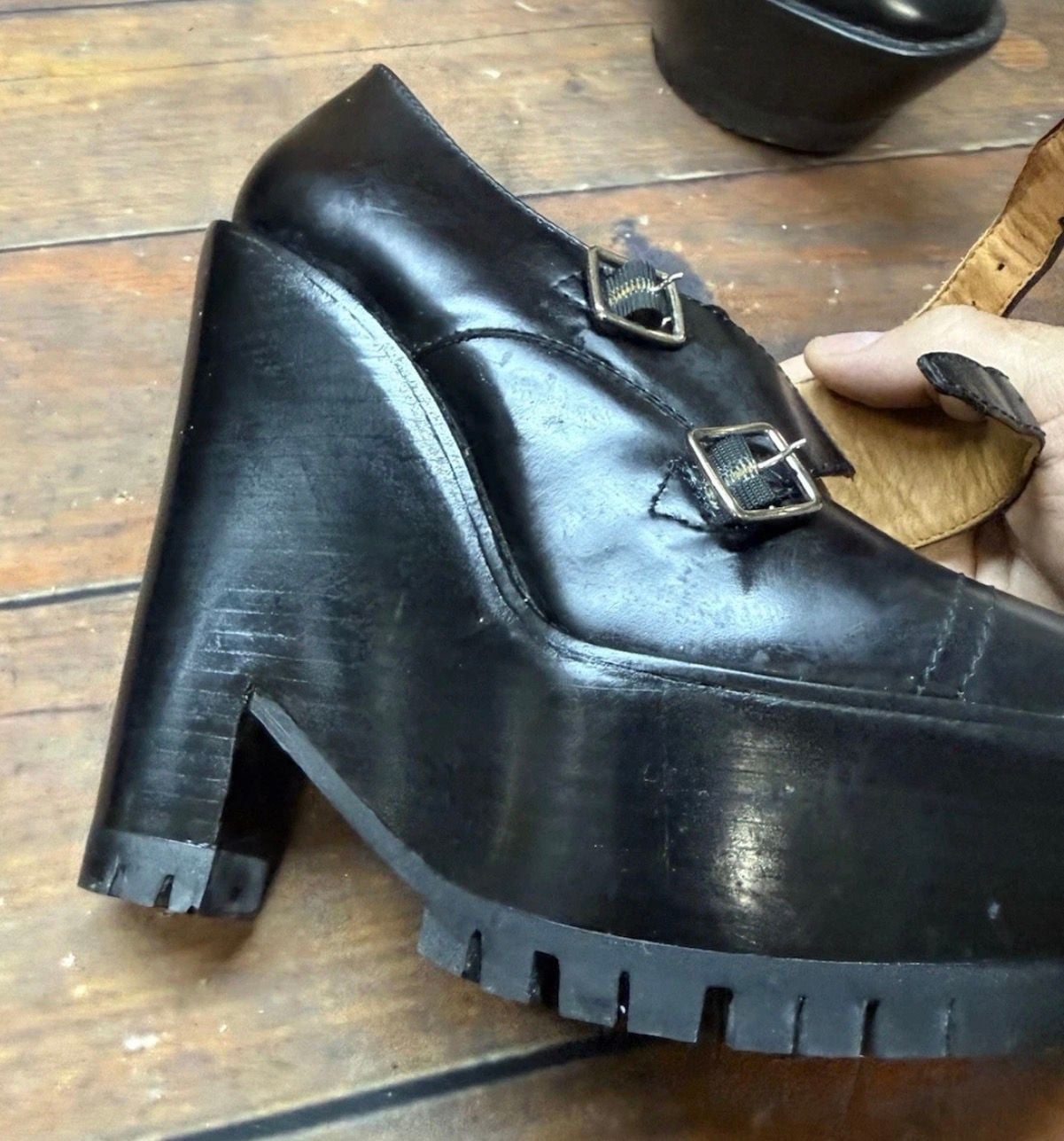 Burberry Prorsum Leather Monk Double Buckle Wedge Platform Size 39 17