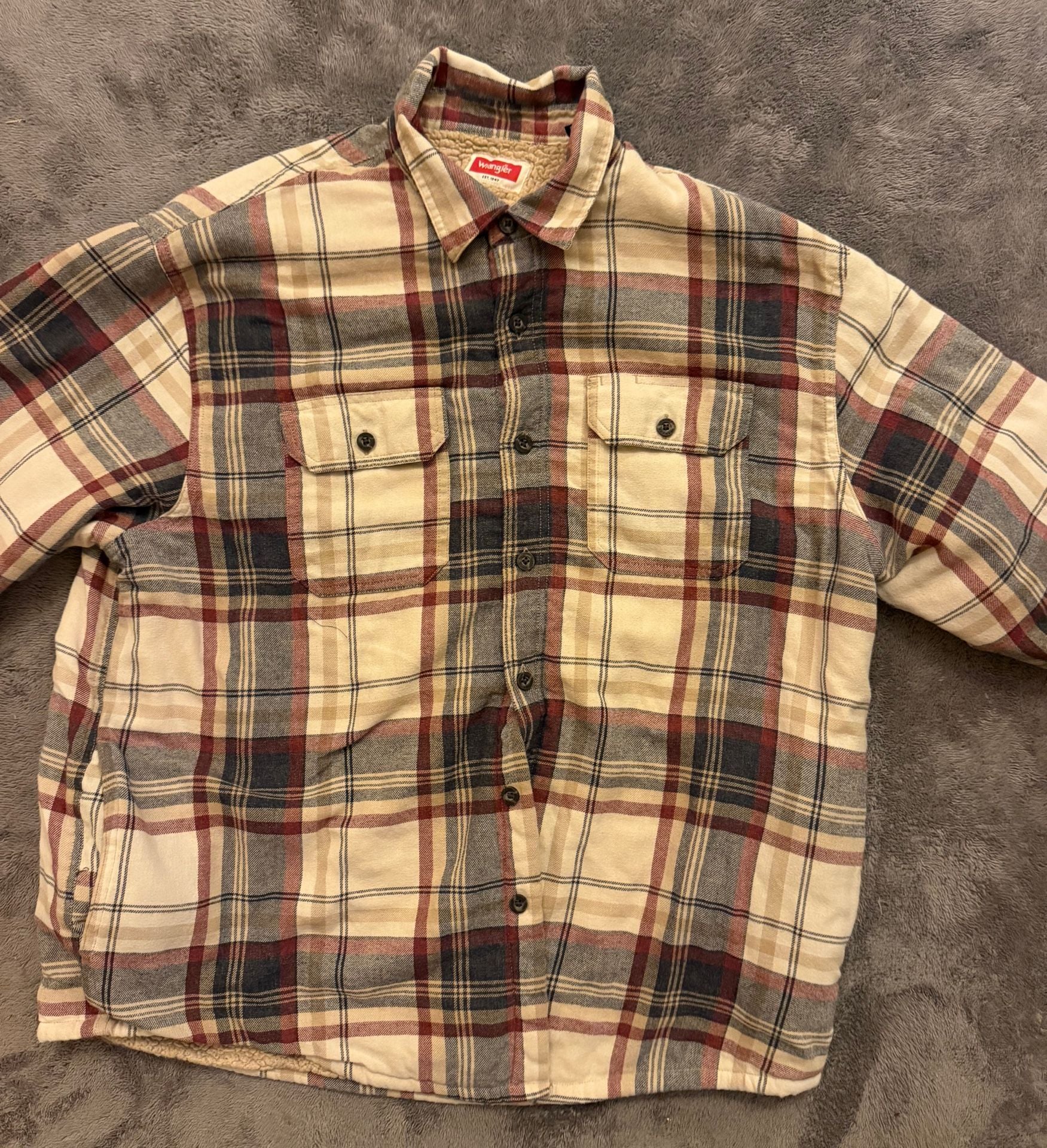 Wrangler Sherpa Lined Plaid Flannel Shirt Jacket Size XL 2
