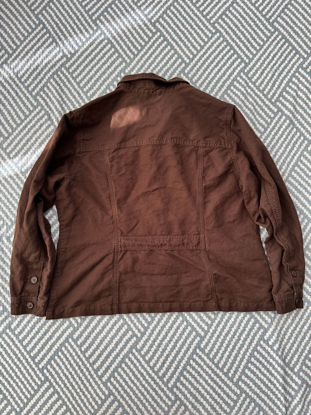Eddie Bauer Utility Jacket Size XL Brown Linen Four Pocket 9