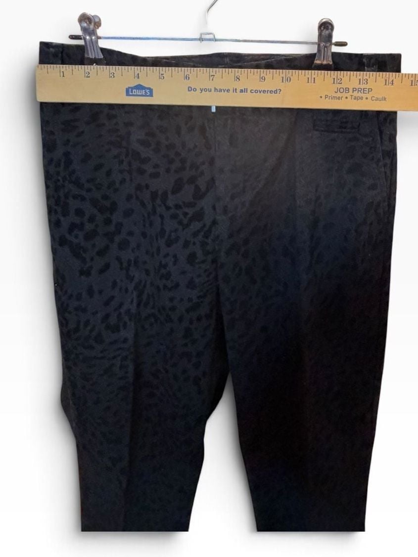 Bamboo Traders Pants Size 6 Black Leopard Print Jacquard Trousers 7