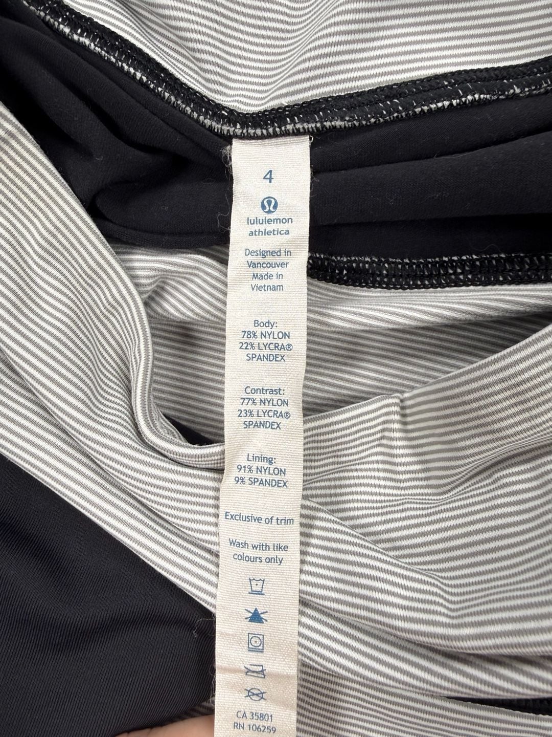 Lululemon Yoga Over Skirt Size 4 Wee Stripe Black Grey 5